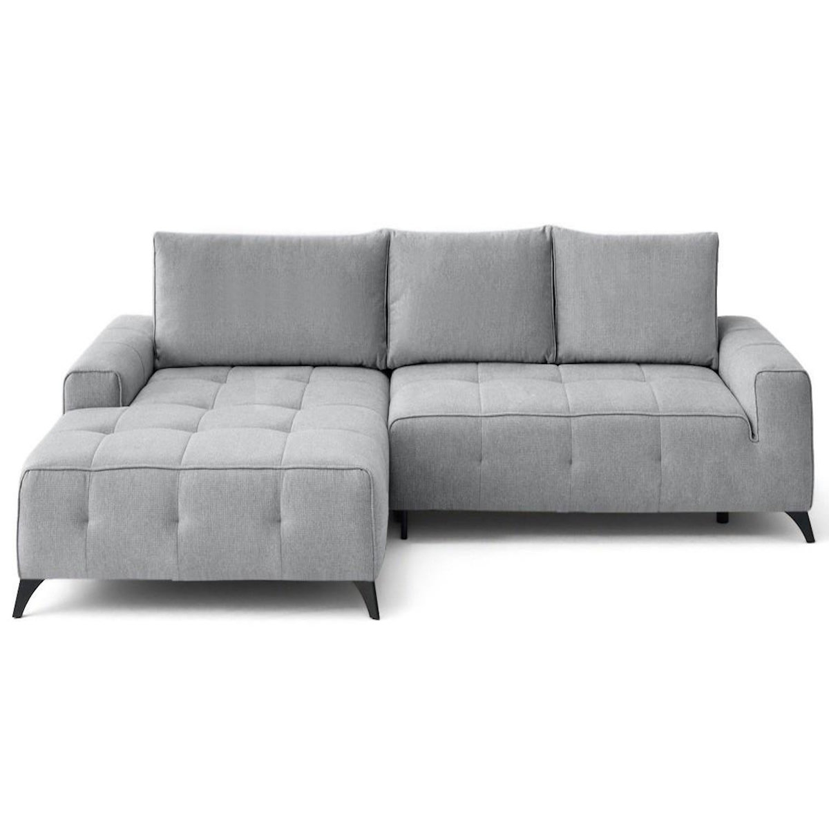 BEST MOBILIER Rimini - canapé d'angle gauche 4 places convertible avec coffre en tissu texturé