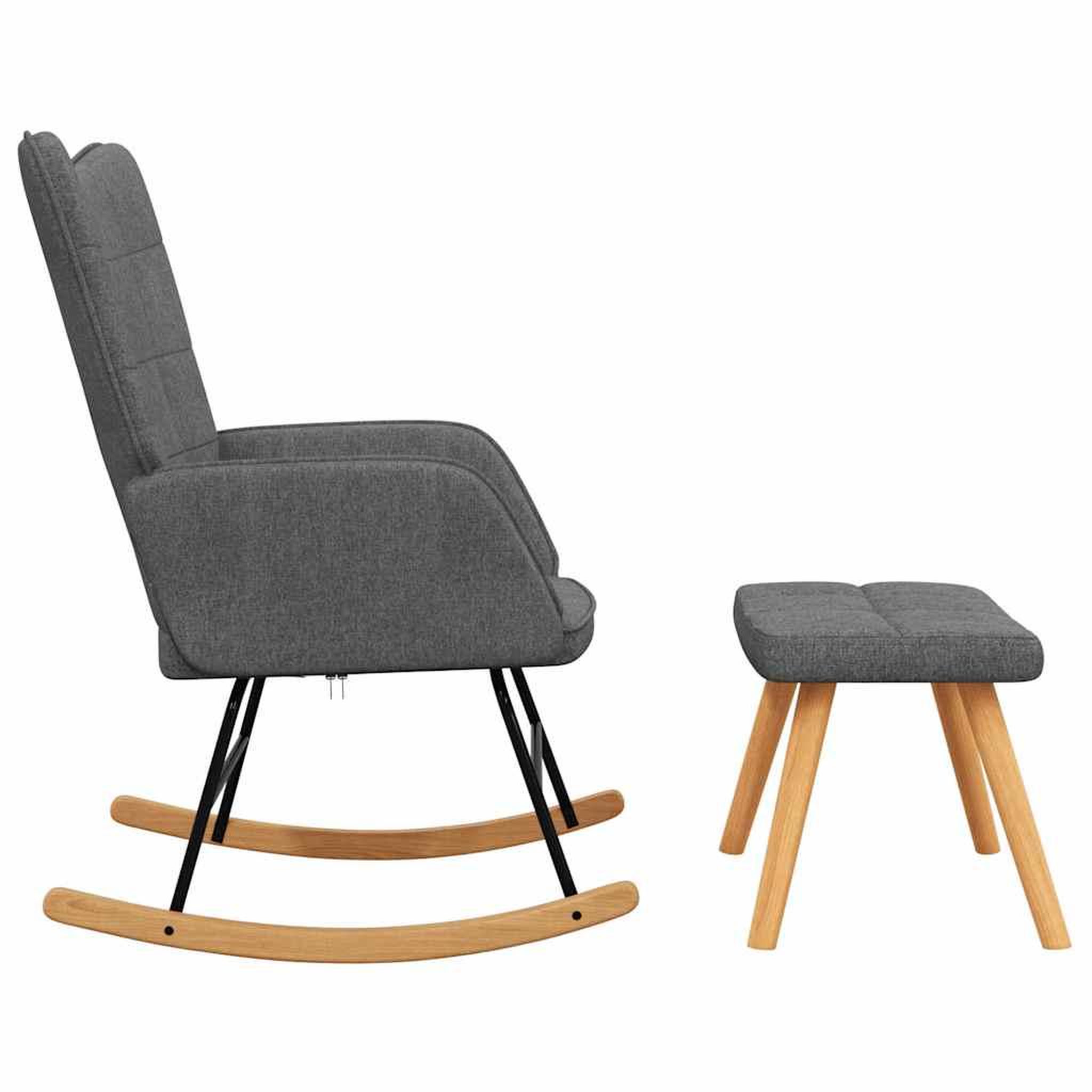 Voir la diapositive 5 : VIDAXL Chaise a bascule avec tabouret Gris fonce Tissu