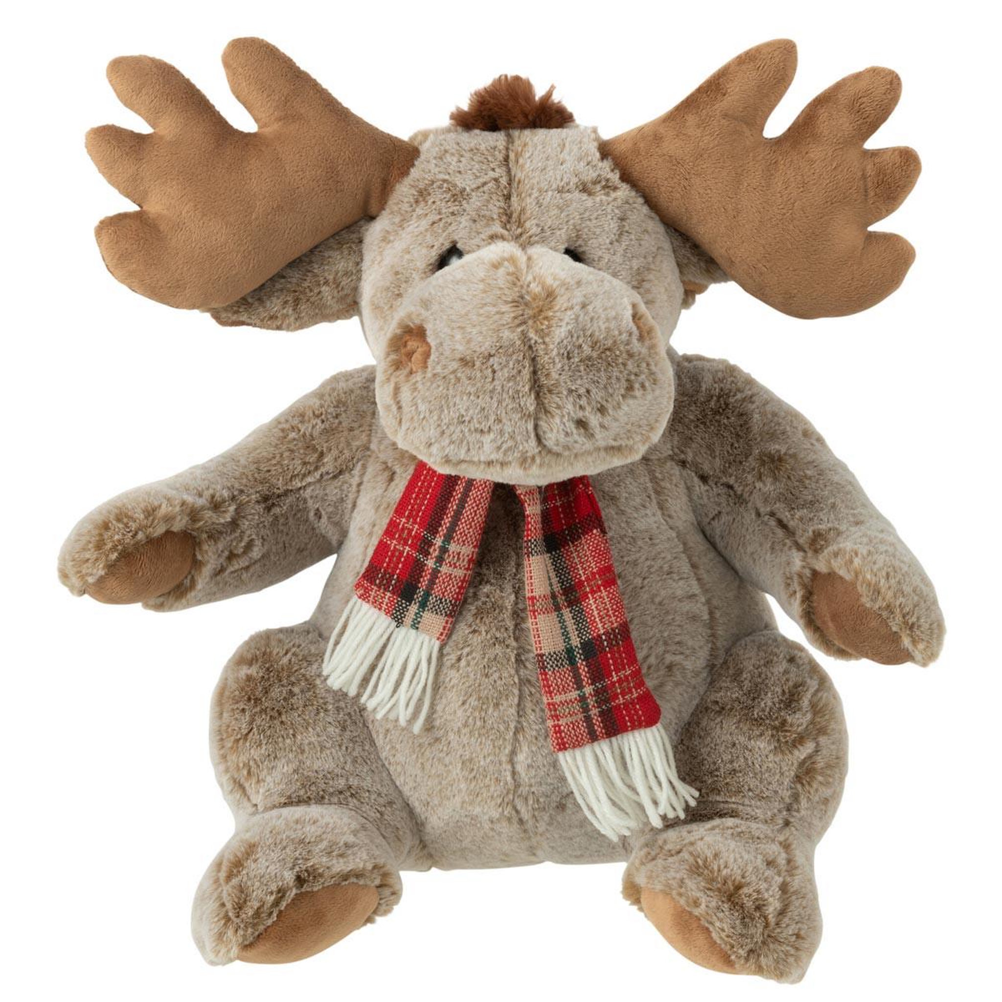 J-LINE Peluche renne  écharpe  38cm marron
