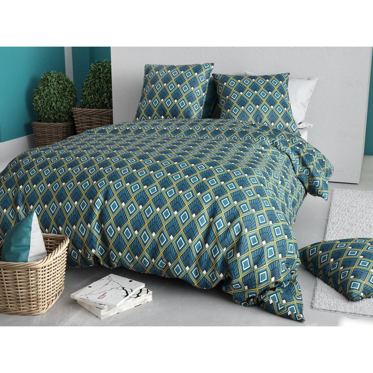 ATELIER DU COTON Parure housse de couette 100% coton 57fils triska