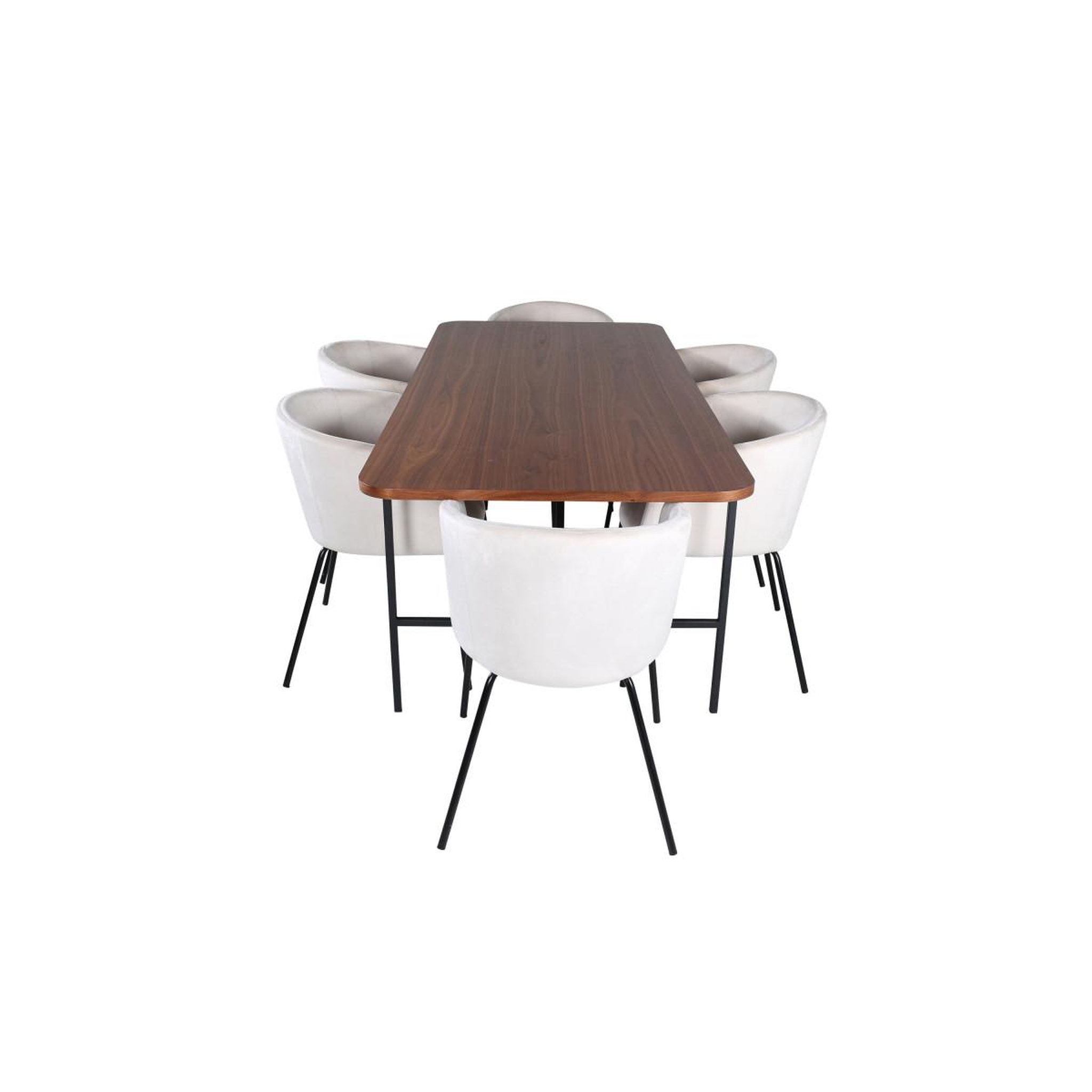 Voir la diapositive 2 : Paris Prix Ensemble table à manger & 6 chaises  uno & berit  200cm beige & marron