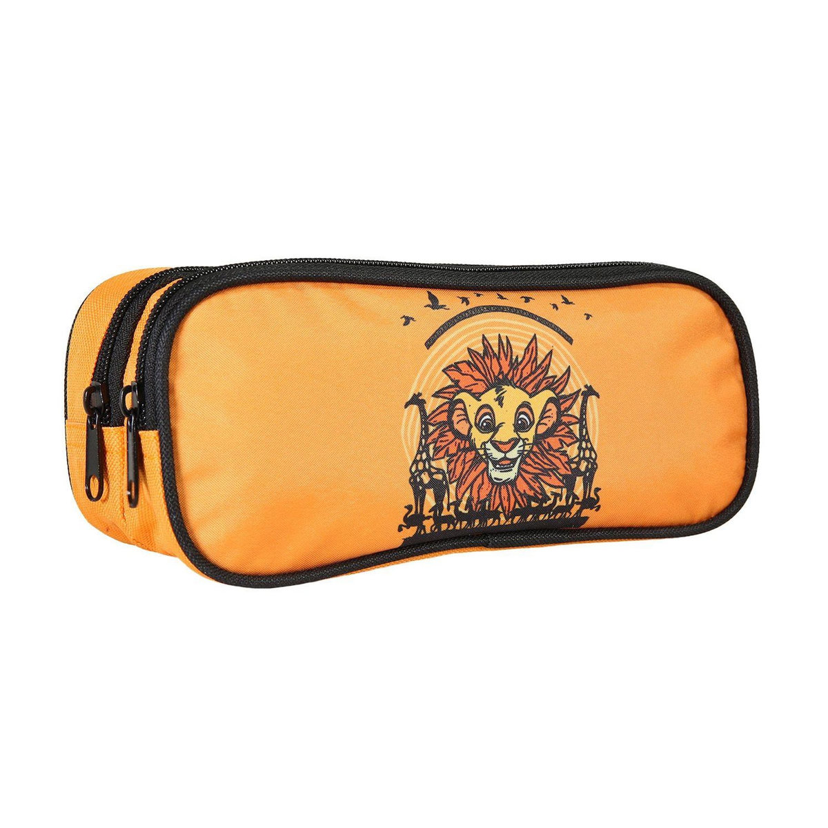 Bagtrotter Bagtrotter - Le Roi Lion - Trousse Scolaire Rectangulaire - Orange - 2 Compartiments Zippés - 23x7x10cm - Matière Polyester - Accessoire et Papeterie Scolaire