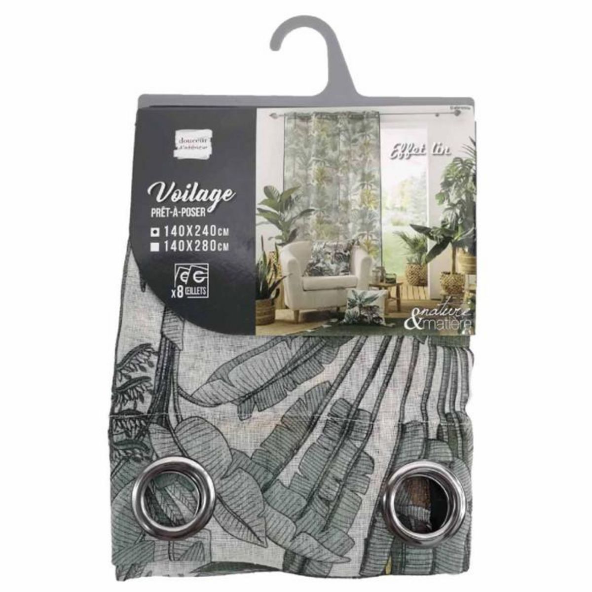 Paris Prix Rideau Voilage à Œillets  Balinesia  140x240cm Vert