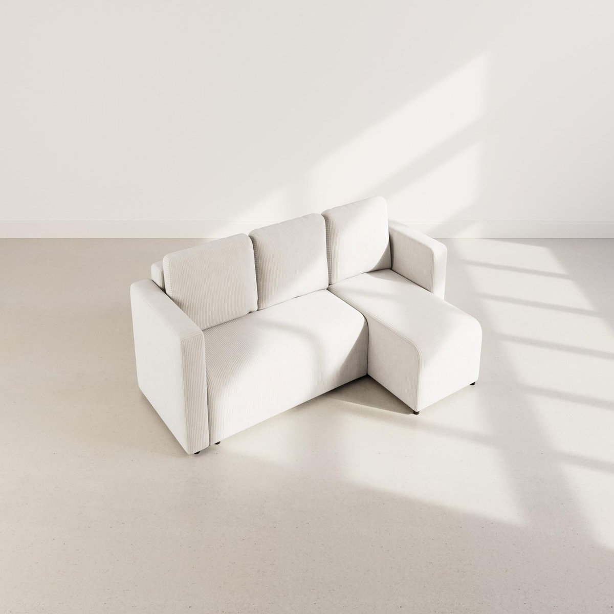 BEST MOBILIER Canopy - canapé d'angle réversible 4 places convertible avec coffre en velours côtelé