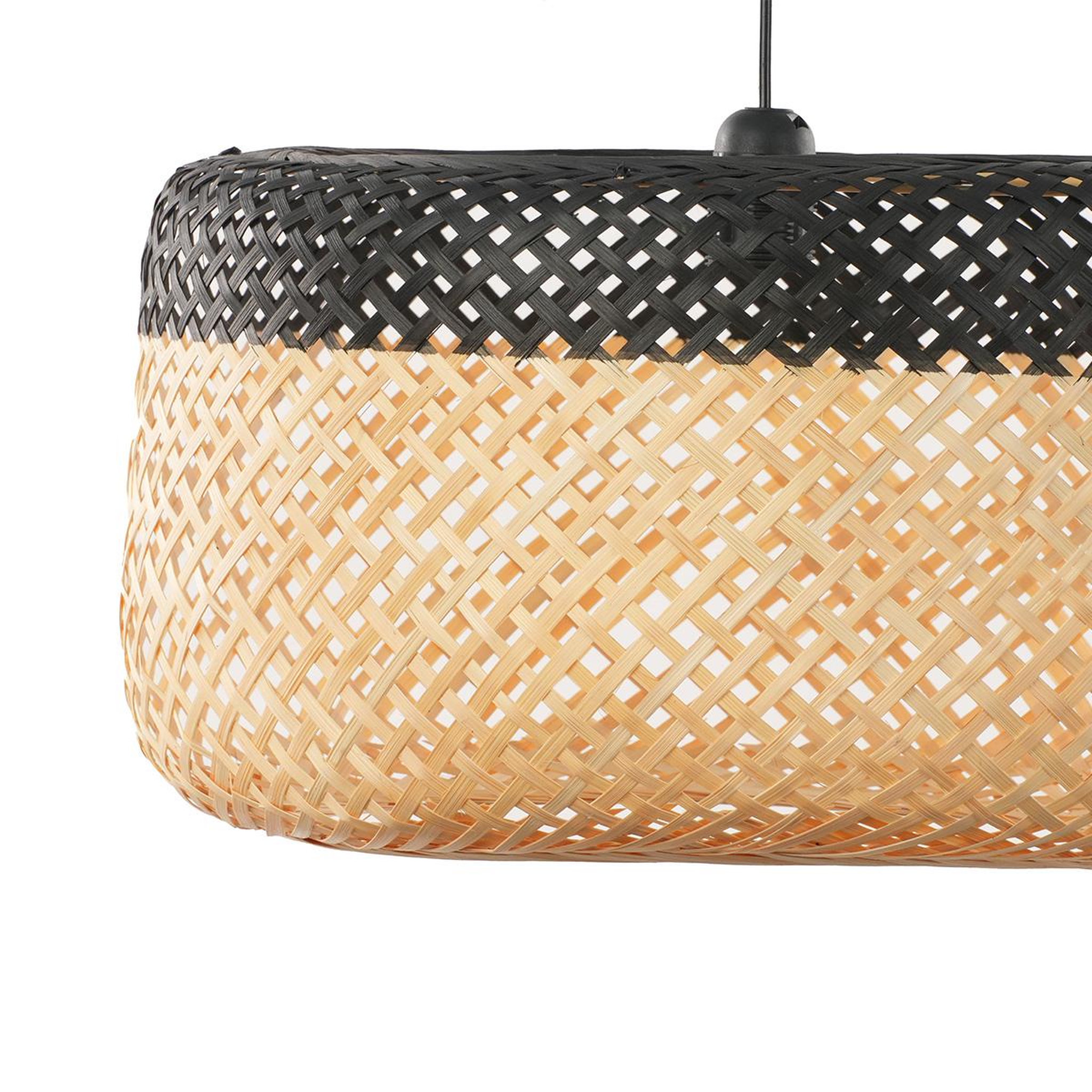 Voir la diapositive 3 : MAISON AUBERTIN Suspension ronde bambou bicolore - noir et bois