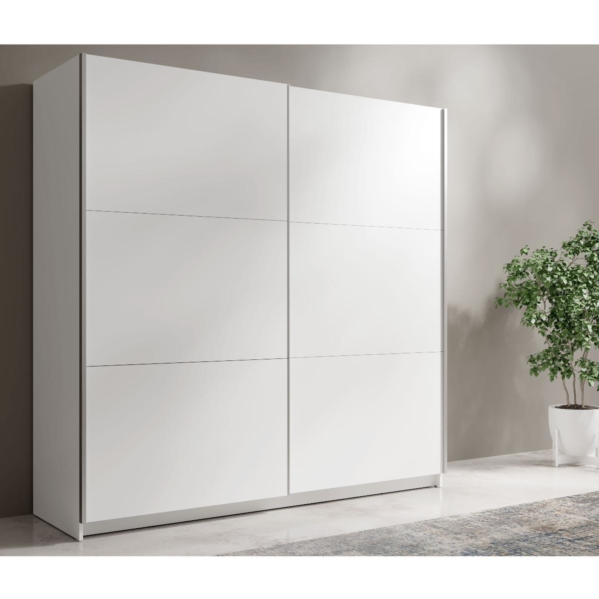 Voir la diapositive 3 : JLC KREATION Armoire dressing coulissante blanche 200cm kas