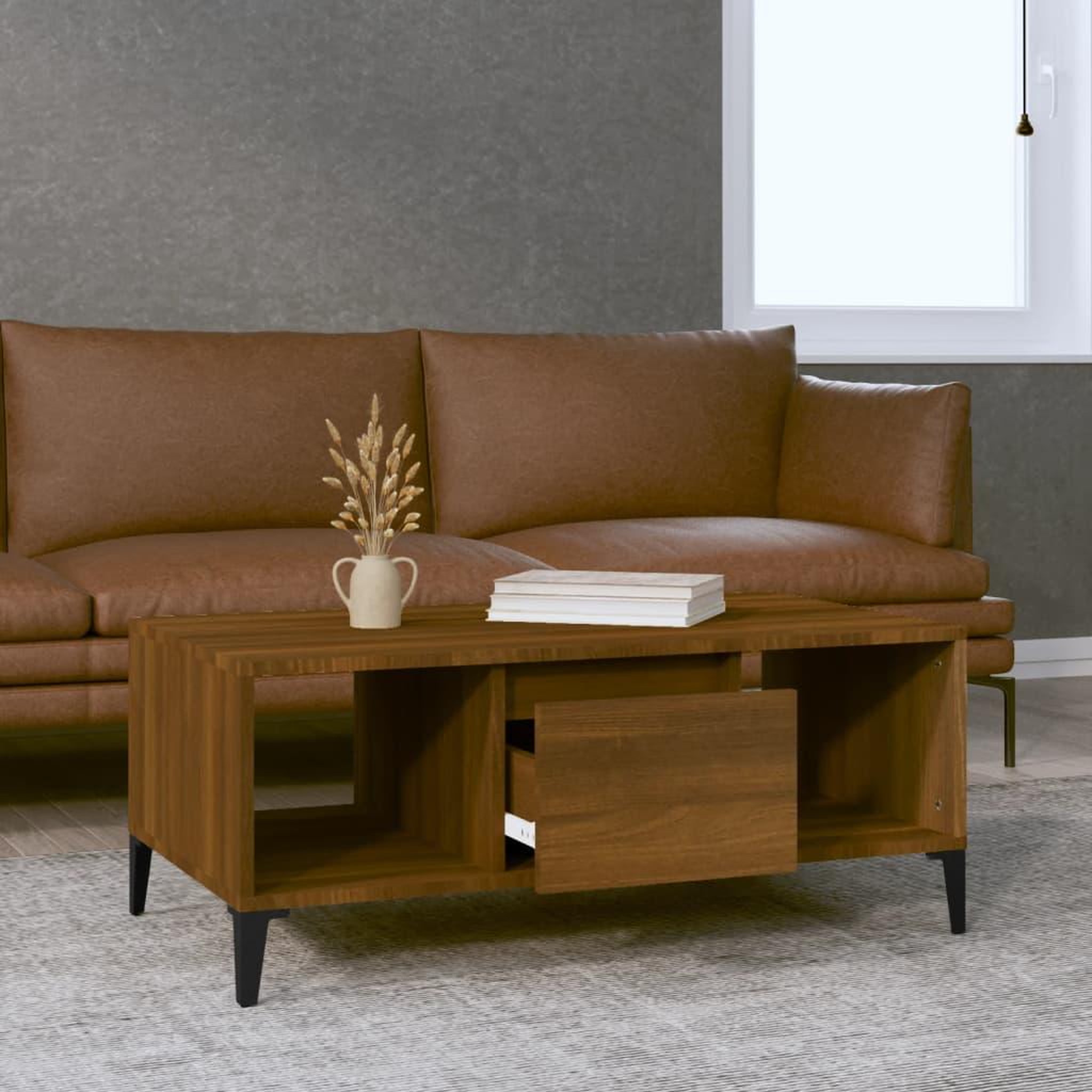 Voir la diapositive 3 : VIDAXL Table basse Chene marron 90x50x36,5 cm Bois d'ingenierie