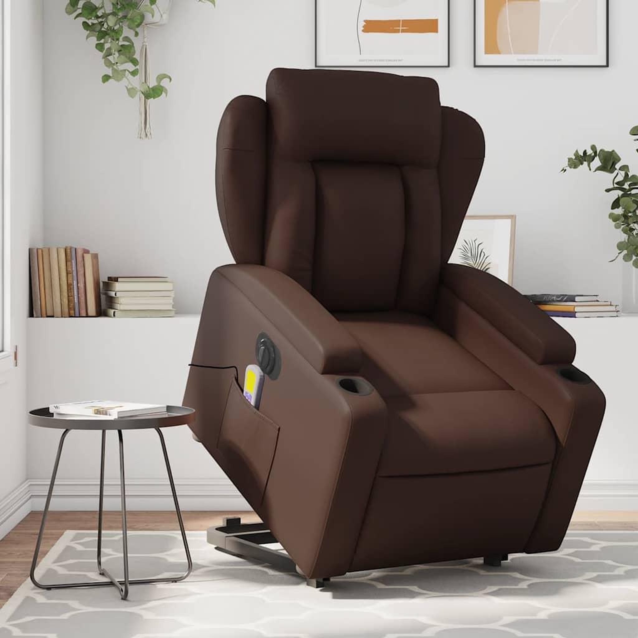 VIDAXL Fauteuil inclinable de massage electrique marron similicuir