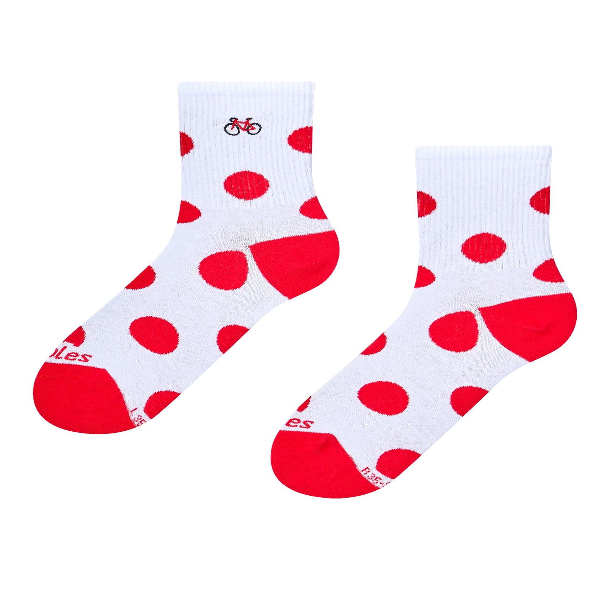 DEDOLES Chaussettes côtelées cyclisme maillot à pois. Coloris disponibles : Multicolore