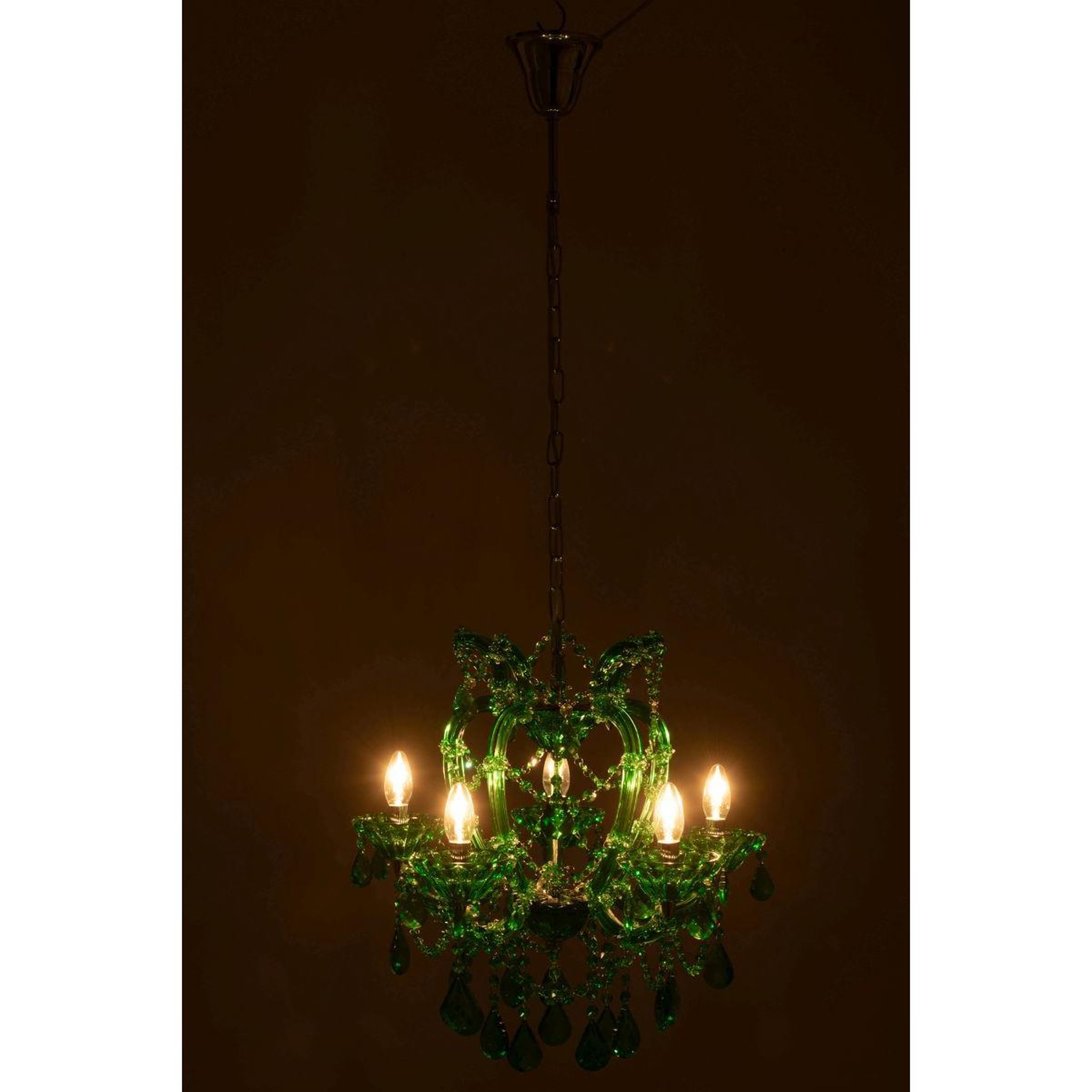 Voir la diapositive 4 : J-LINE Lustre en verre  antique  57cm vert émeraude