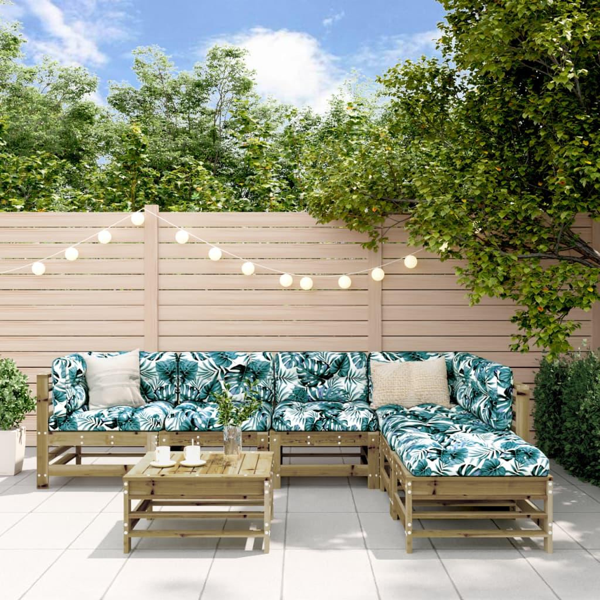 VIDAXL Salon de jardin 7 pcs bois de pin impregne