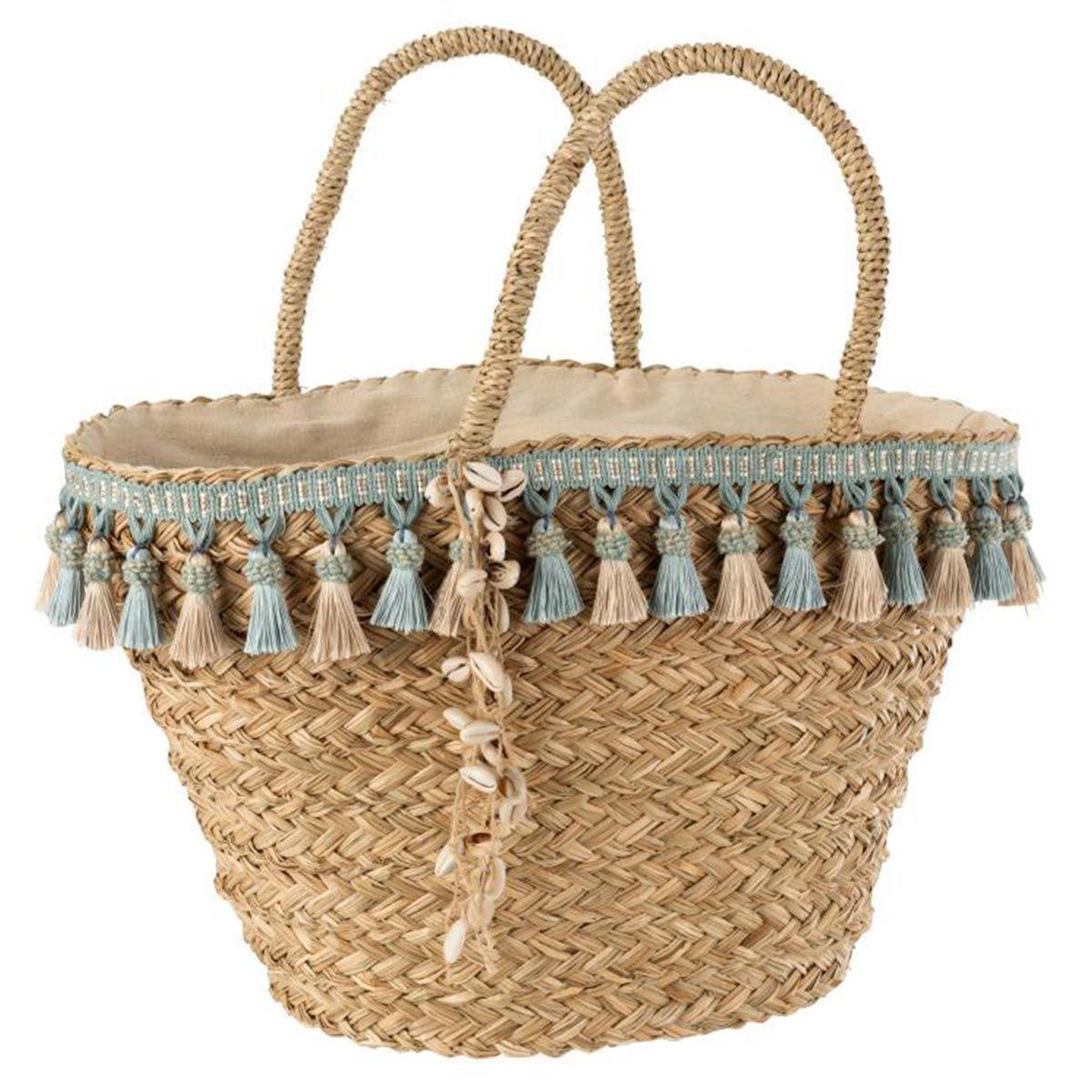 Voir la diapositive 1 : J-LINE Sac de plage  flo  56cm naturel & bleu