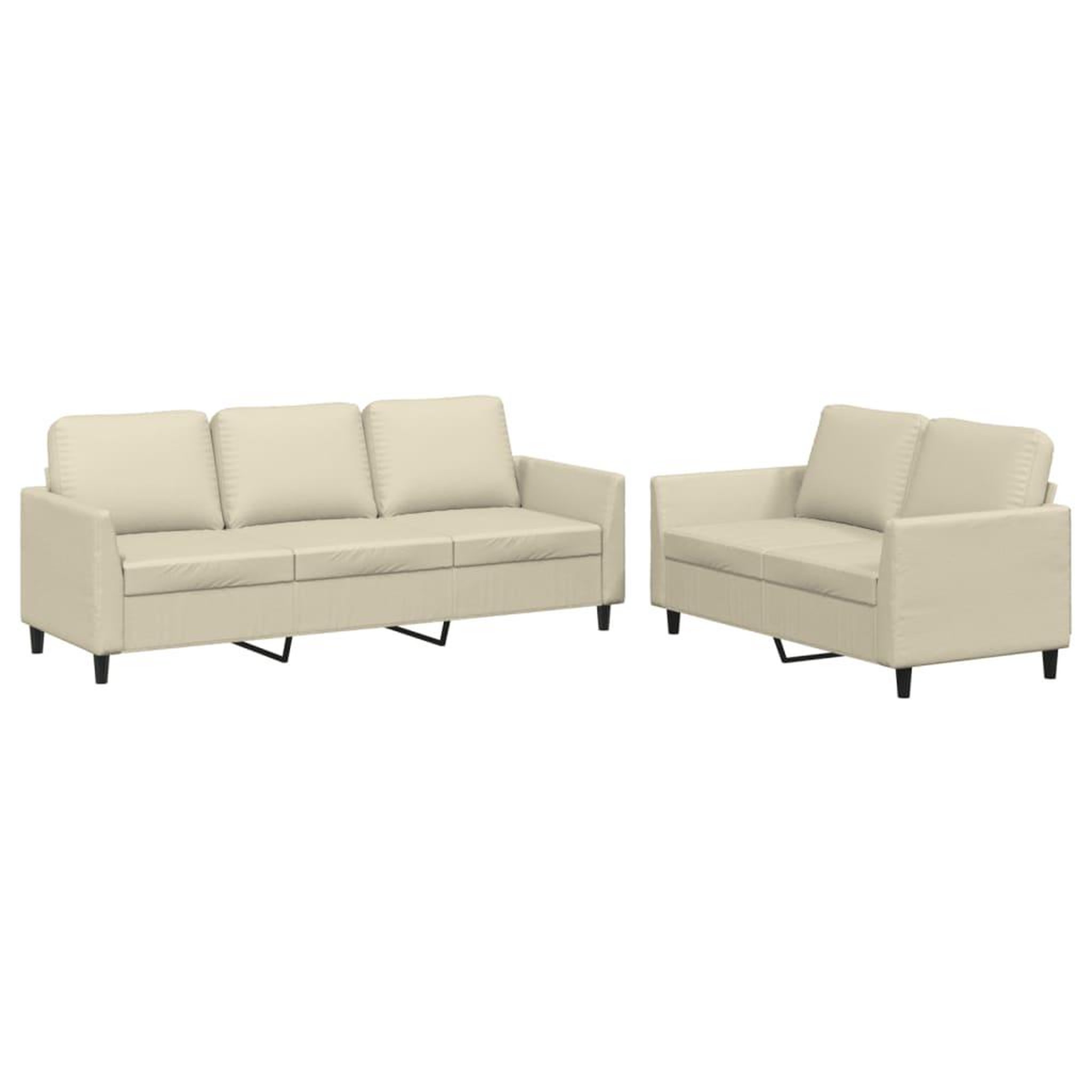 Voir la diapositive 2 : VIDAXL Ensemble de canapes 2 pcs avec coussins Creme Similicuir