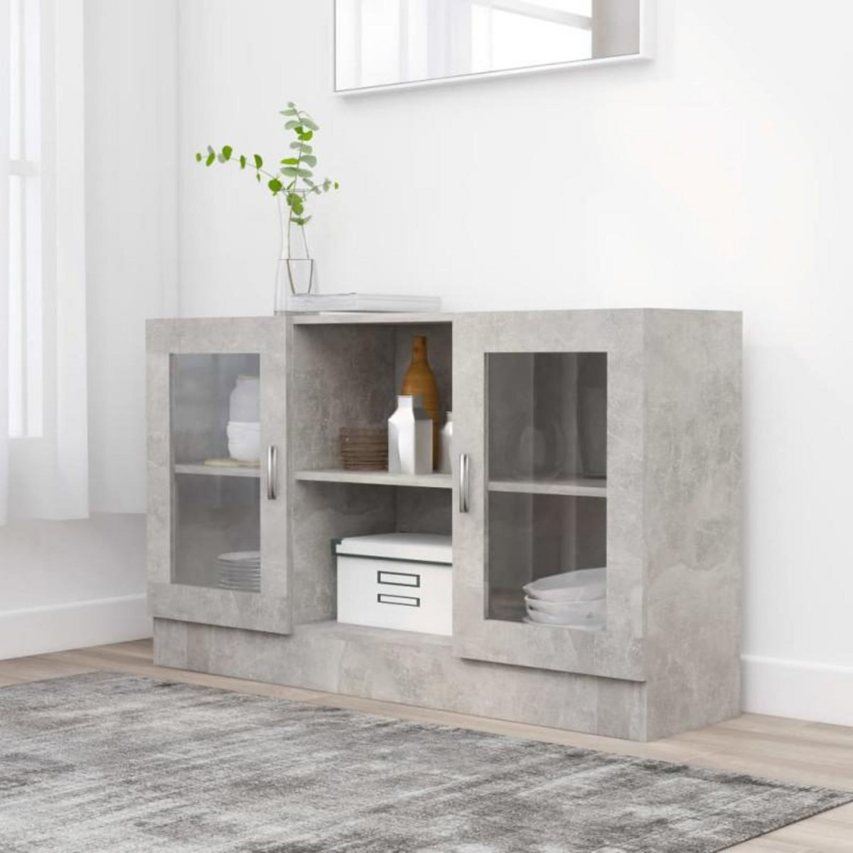 VIDAXL Armoire à vitrine Gris béton 120x30,5x70 cm Bois d'ingénierie