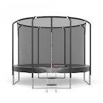 JUMP4FUN Trampoline Semi-Pro 12FT / 366cm Noir avec Filet de sécurité, Tapis de saut, Coussin de protection, Echelle