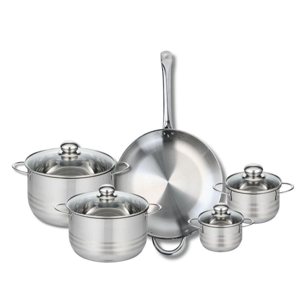 ELO Ensemble de 1 Poêle de cuisson 32 cm et 4 faitouts 12, 14, 20 et 24 cm Elo Profi Brillant