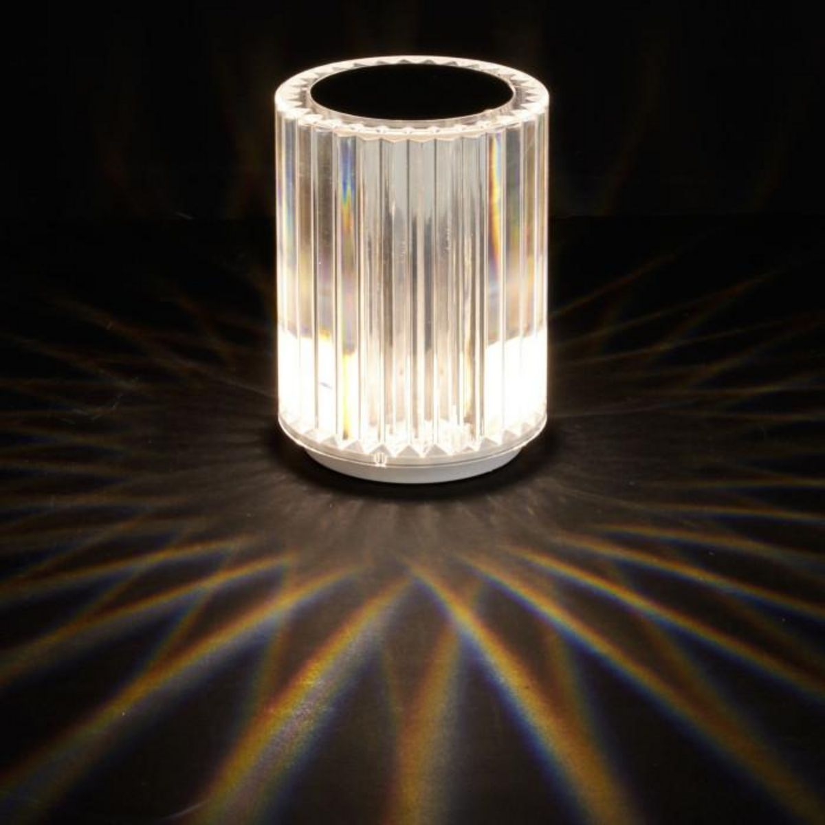 Paris Prix Lampe à Poser Tactile  Rechargeable  12cm Transparent