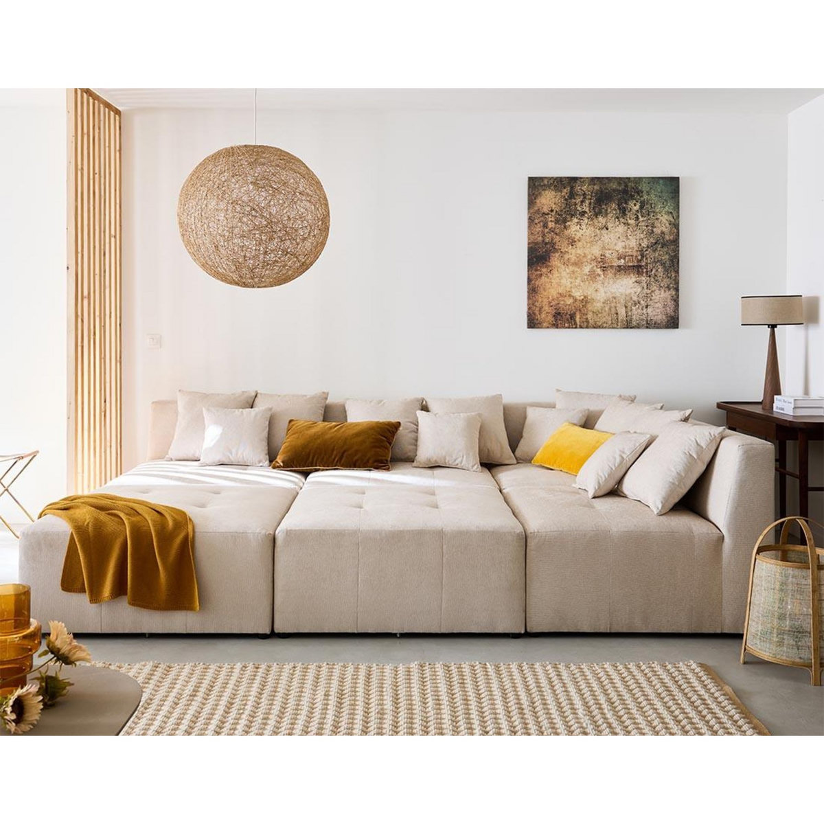 LISA DESIGN Amalfi - canapé modulable panoramique en u - 7 places - en tissu