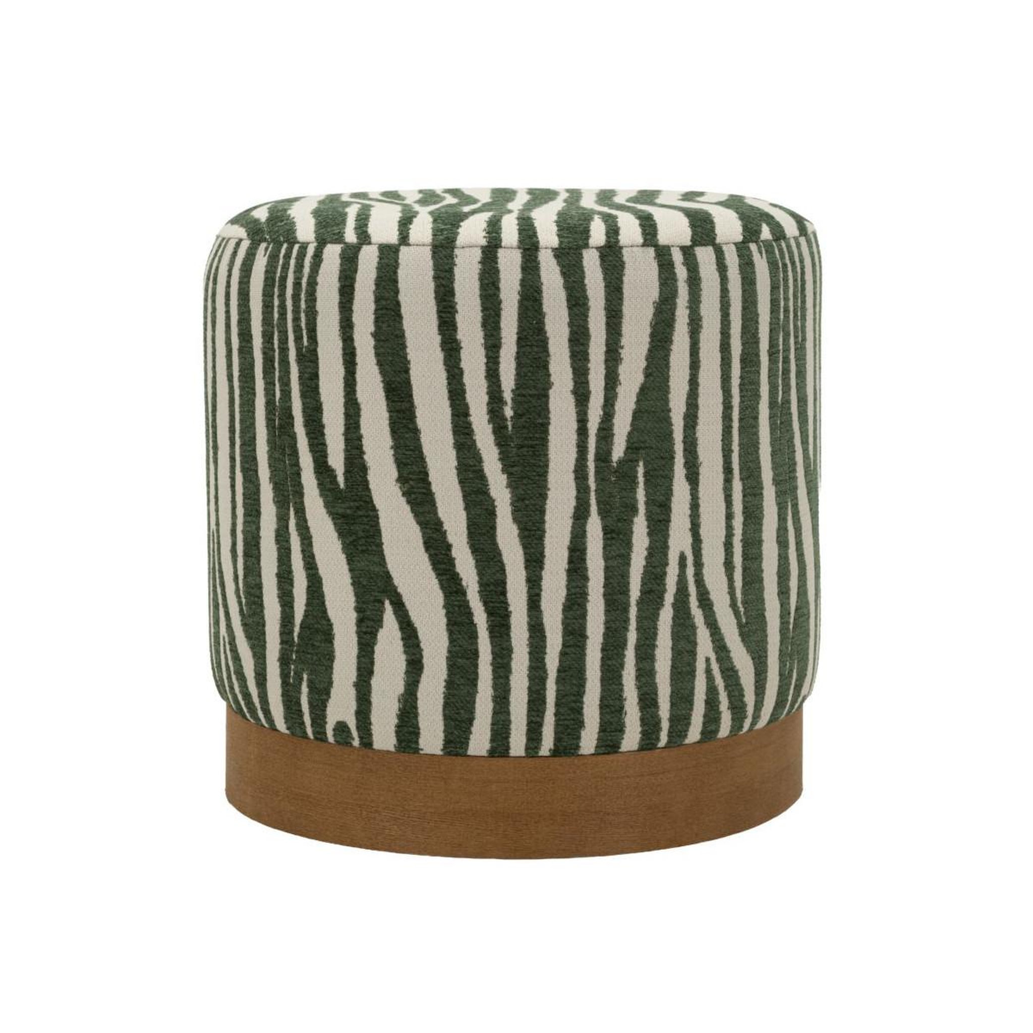 Paris Prix Pouf imprimé zèbre  savana  40cm vert