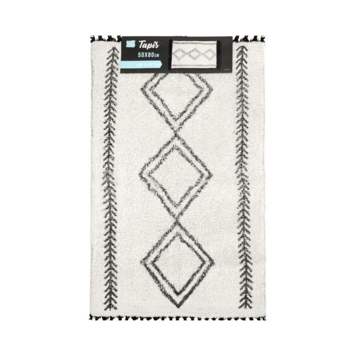 Douceur d'Intérieur Tapis de bain 50x80cm Freya blanc 100%coton