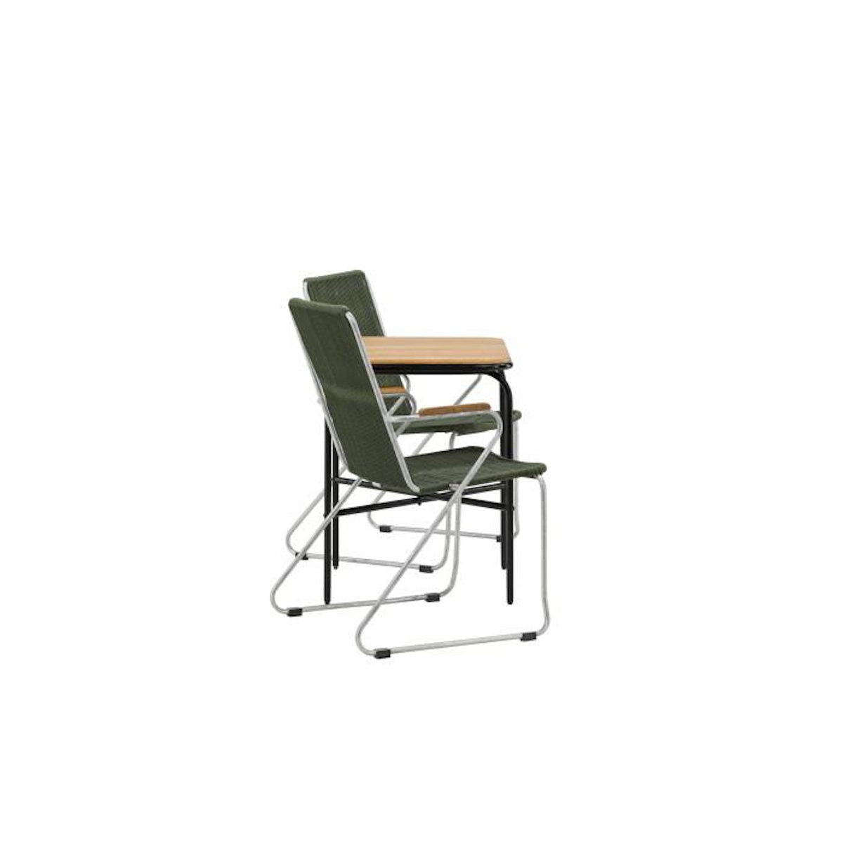 Paris Prix Ensemble Table de Jardin & 2 Chaises  Holmbeck & Matstolar  74cm Naturel & Vert