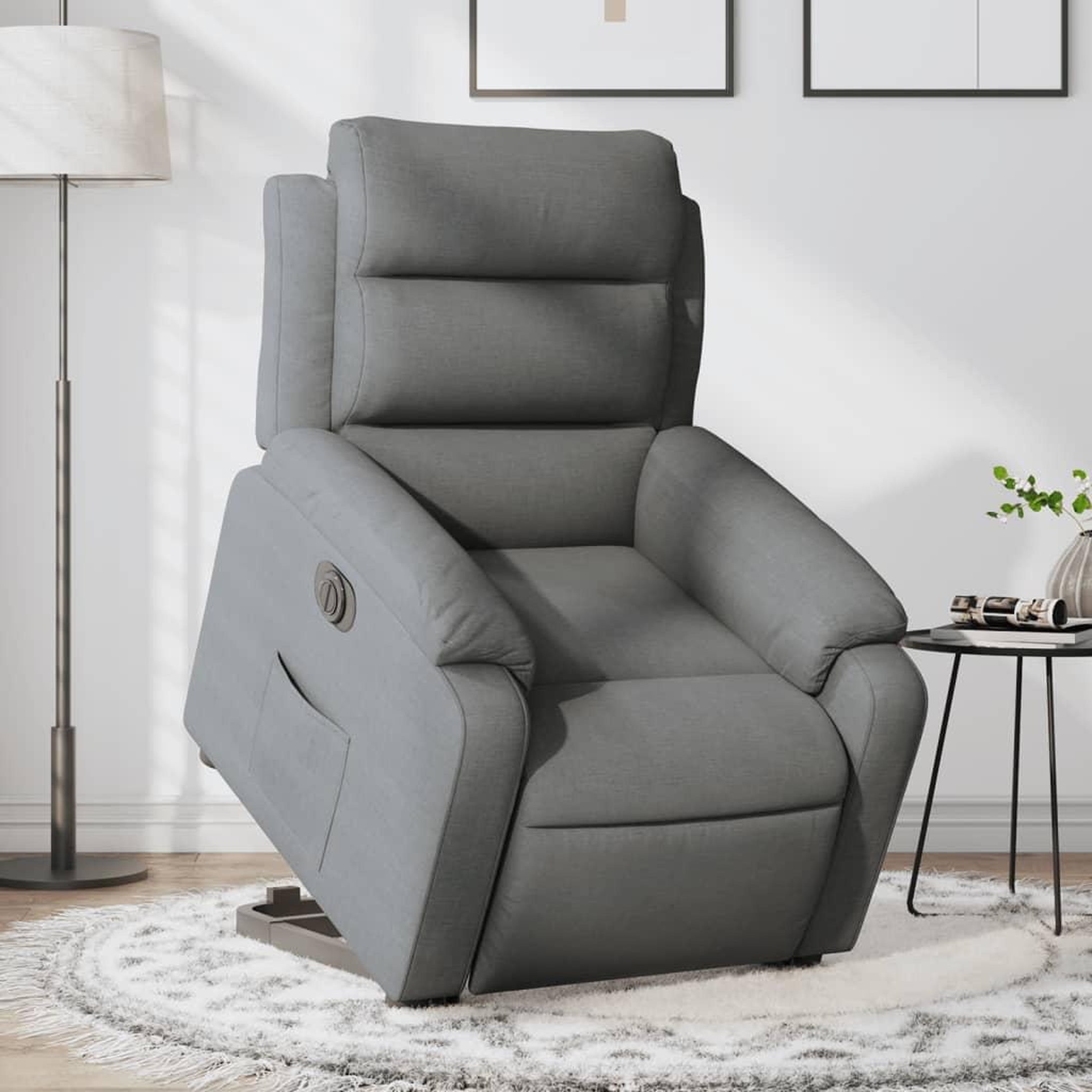 VIDAXL Fauteuil inclinable electrique gris fonce tissu