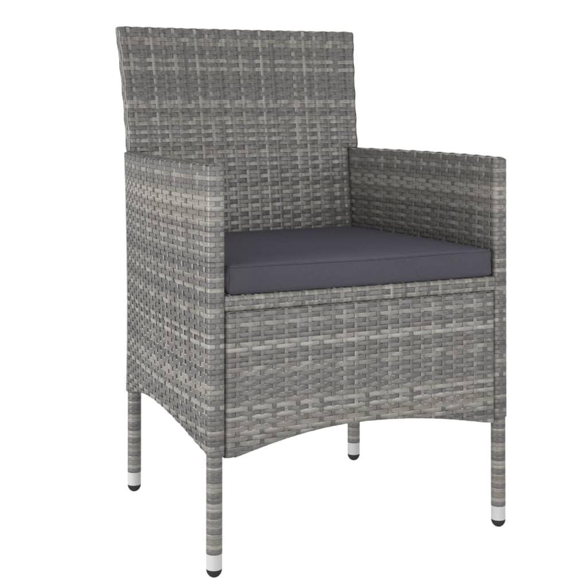 Voir la diapositive 3 : VIDAXL Ensemble de bistro jardin 5pcs Resine tressee verre trempe Gris