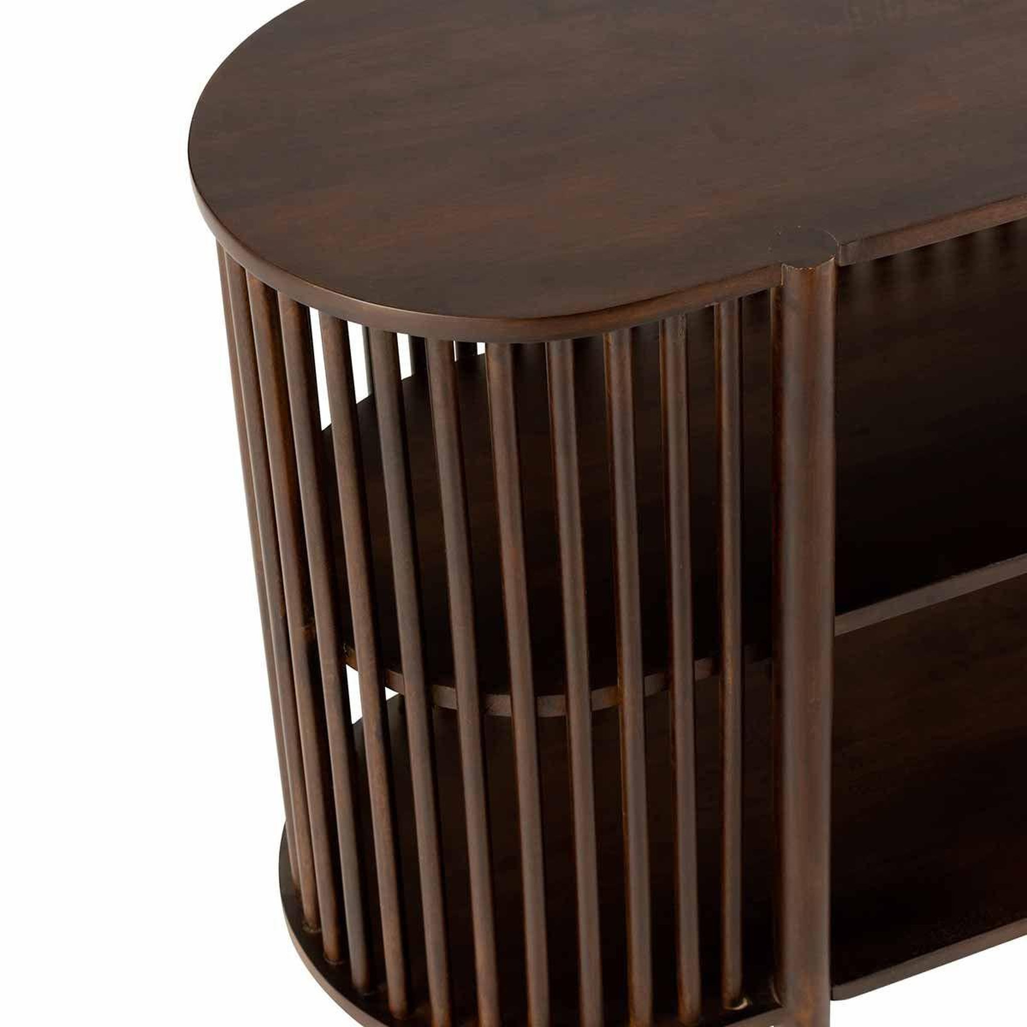 Voir la diapositive 6 : J-LINE Console 2 niveaux en bois  gavya  160cm brun foncé
