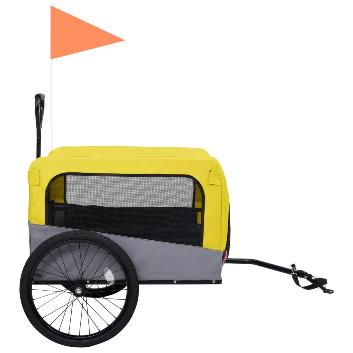 VIDAXL Remorque de velo pour chiens et poussette 2-en-1 jaune et gris