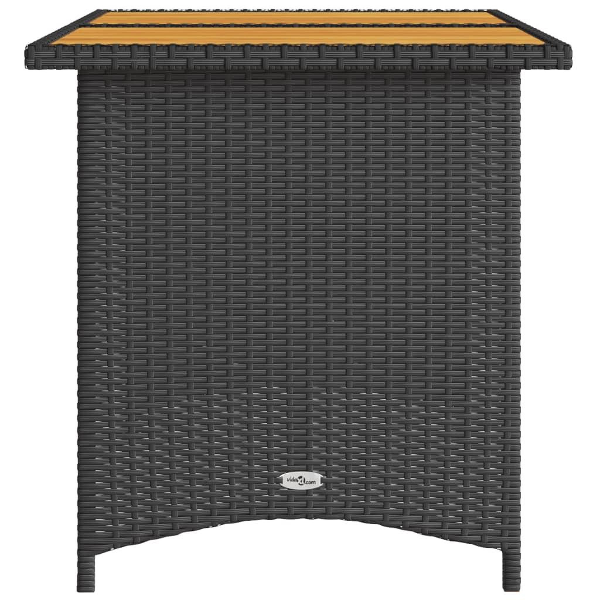 Voir la diapositive 5 : VIDAXL Table de jardin et dessus en bois noir 110x68x70 cm poly rotin