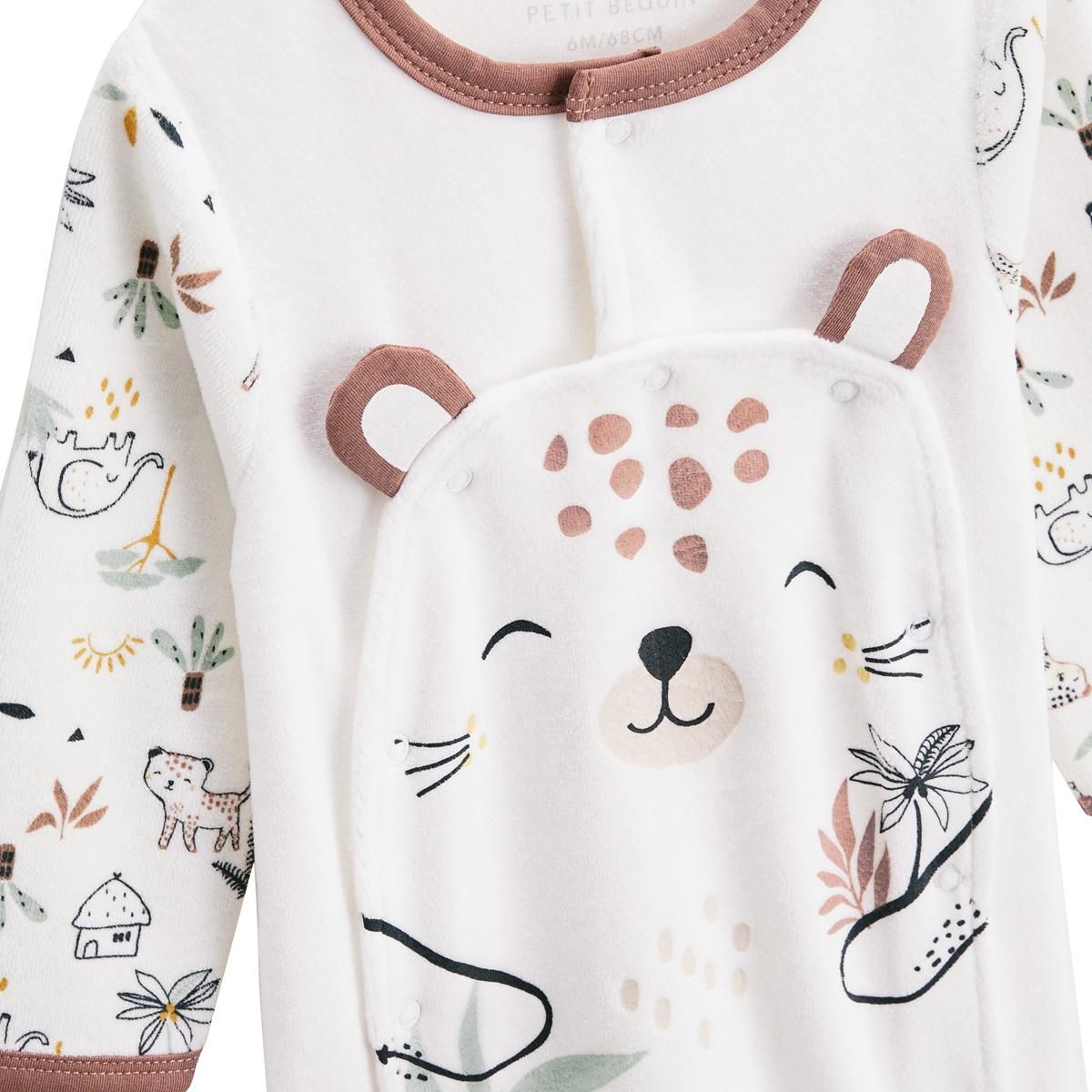 Petit Béguin Pyjama bébé en velours ouverture pont Yao