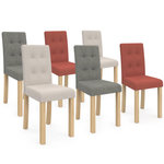 ID MARKET Lot de 6 chaises POLGA capitonnées mix color gris, terracotta et beige