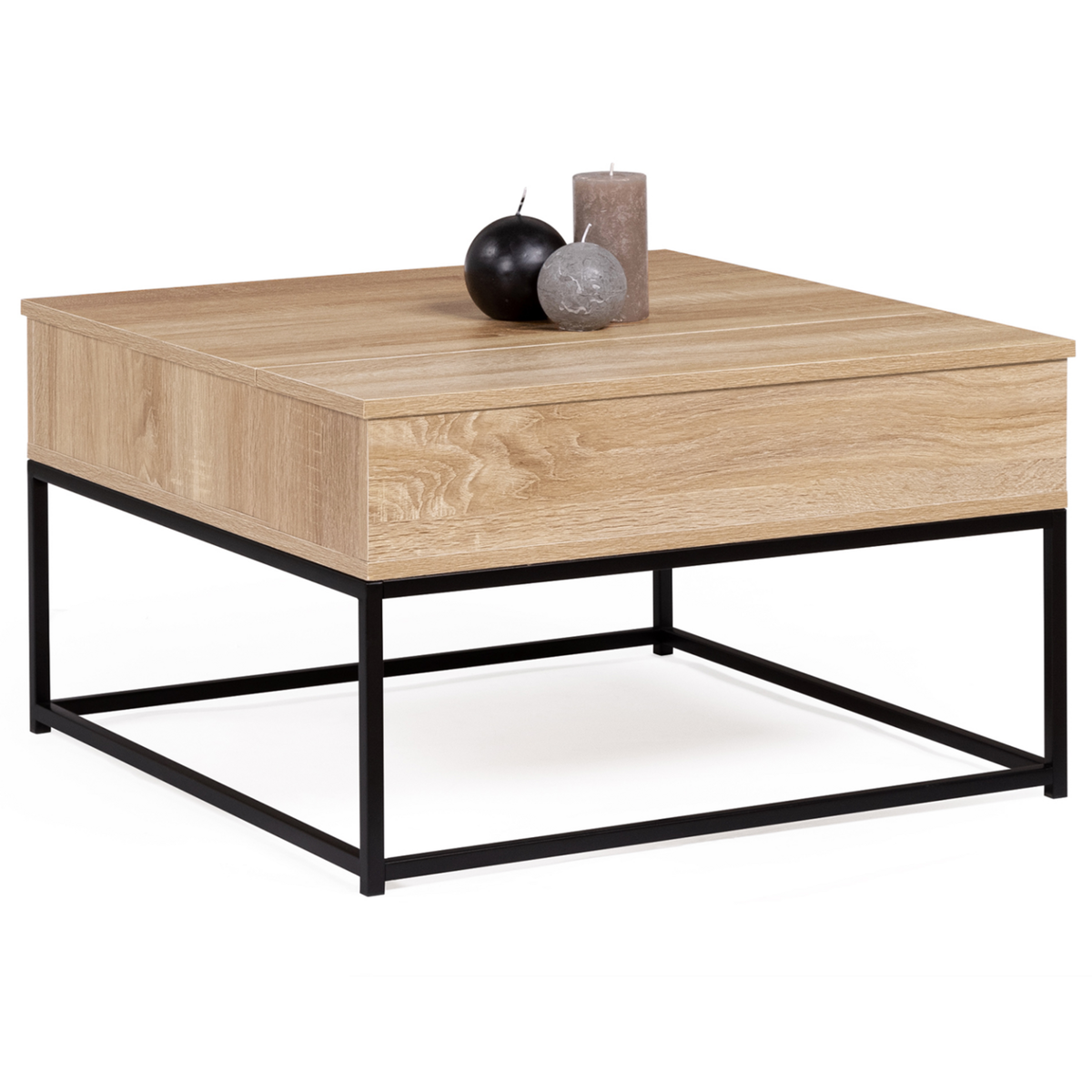 ID MARKET Table basse plateau relevable carrée DETROIT design industriel