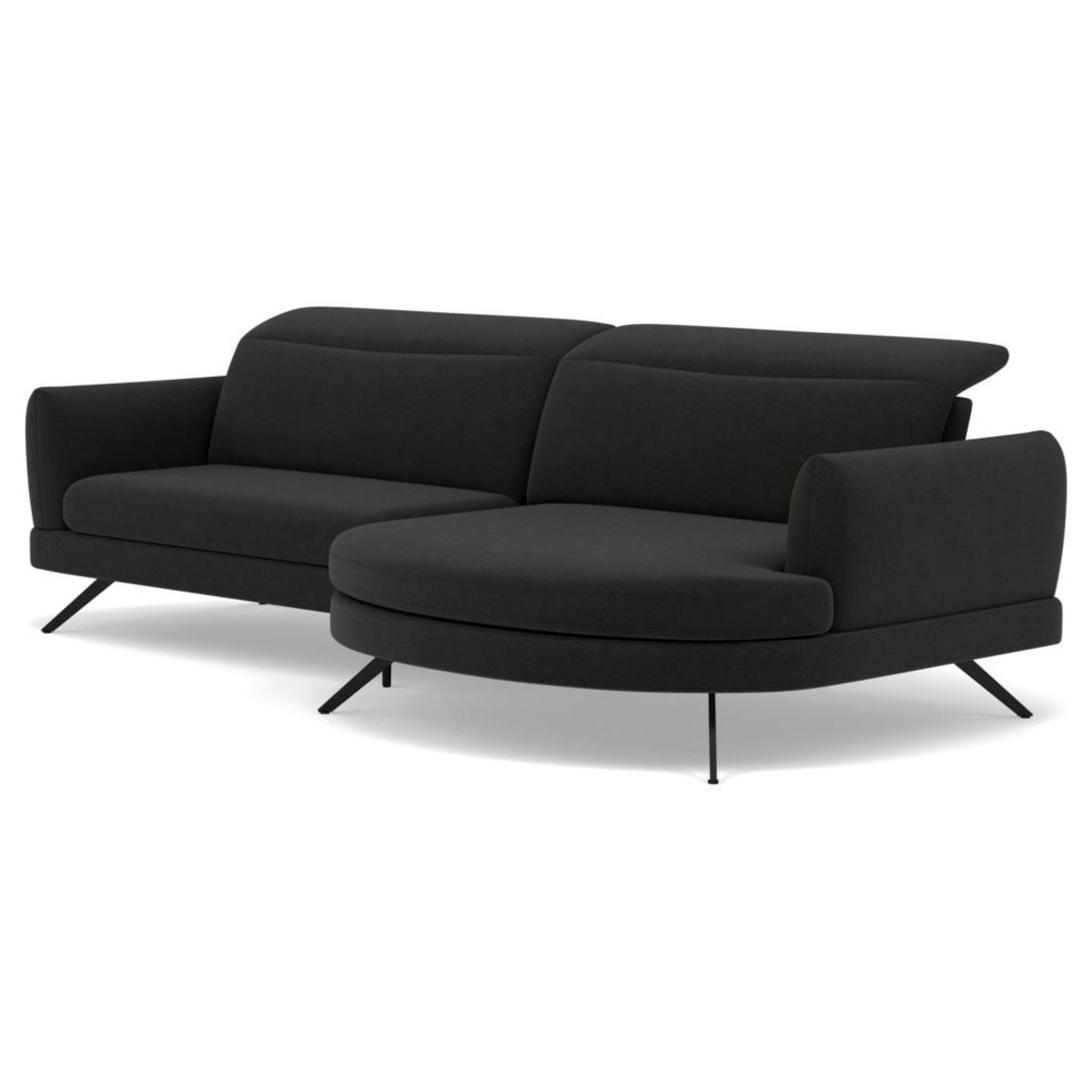 LISA DESIGN Terry - canapé d'angle droit 4 places avec têtières réglables en tissu texturé