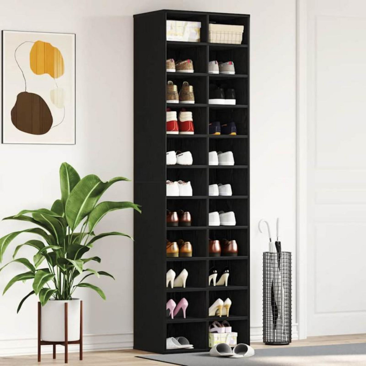 VIDAXL Armoire à chaussures chêne noir 54x34x183 cm bois d ingénierie