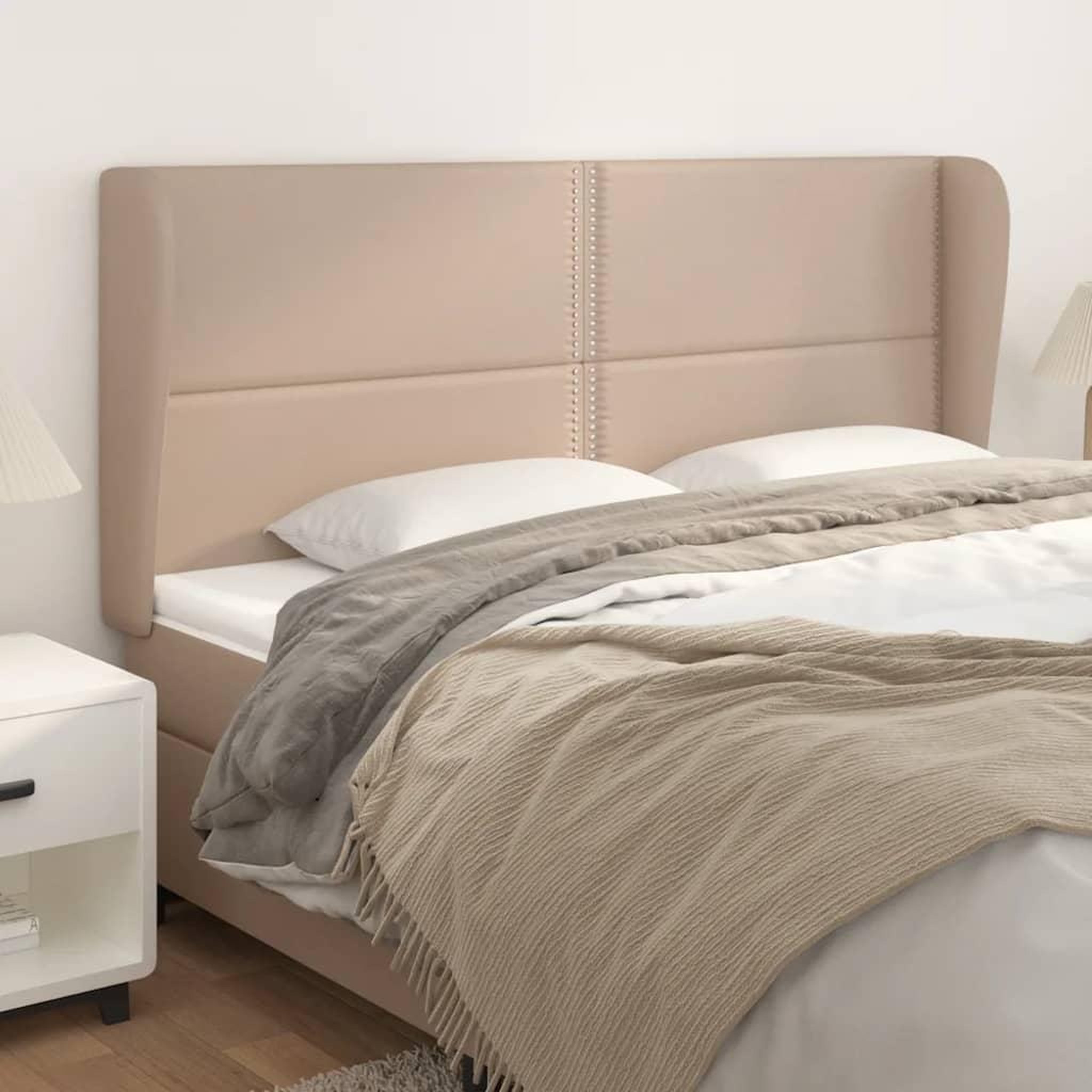 Voir la diapositive 1 : VIDAXL Tete de lit avec oreilles Cappuccino 203x23x118/128 cm