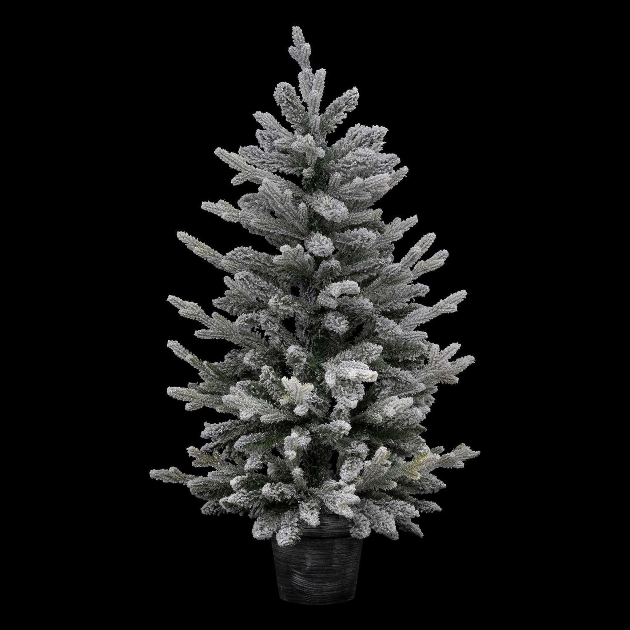 Voir la diapositive 2 : ATMOSPHERA Sapin de noël artificiel frosty en pot - h. 100 cm - blanc