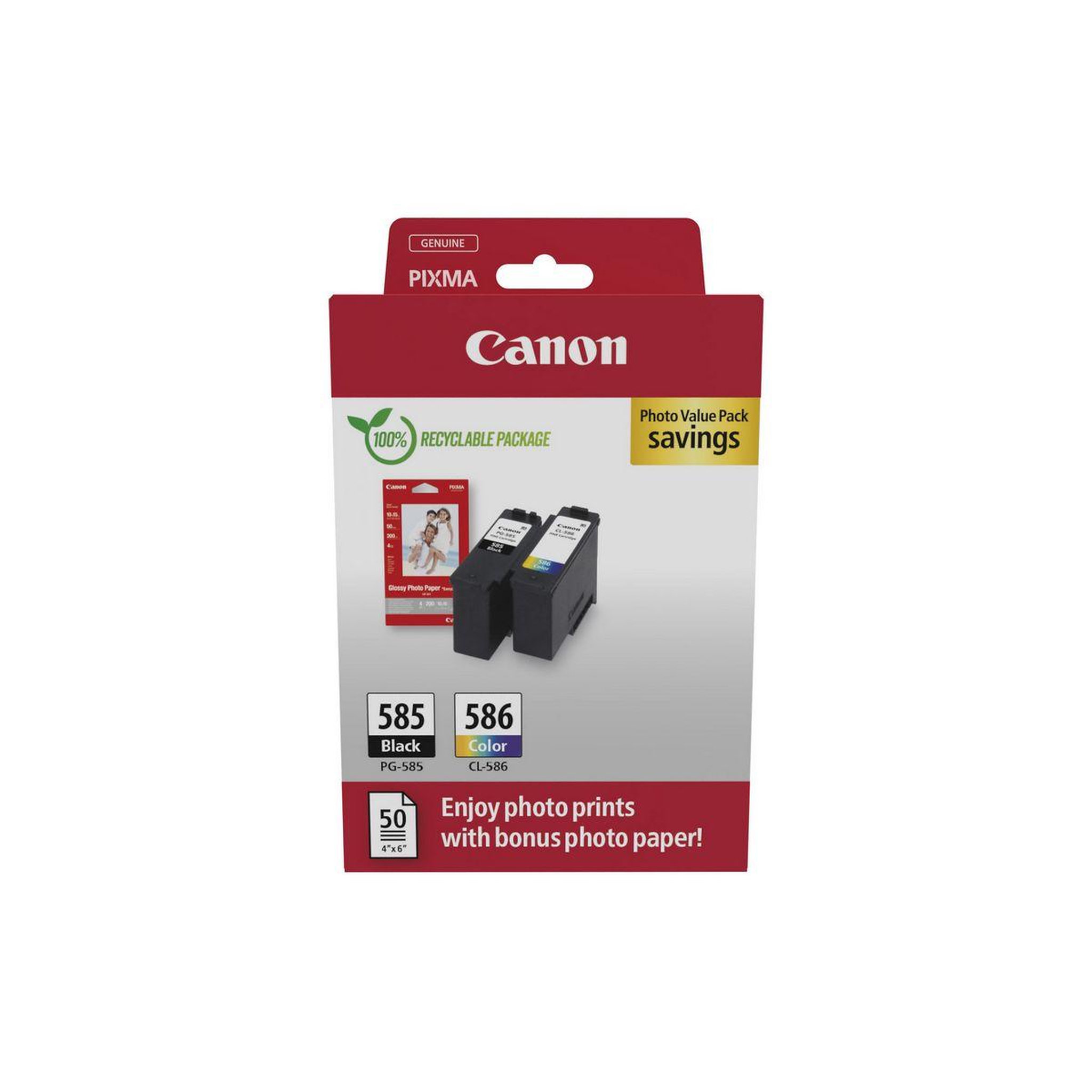 Voir la diapositive 1 : Canon Cartouche d'encre Pack de 2 Originales PG-585/CL-586 Noir et Couleur - 4106C004