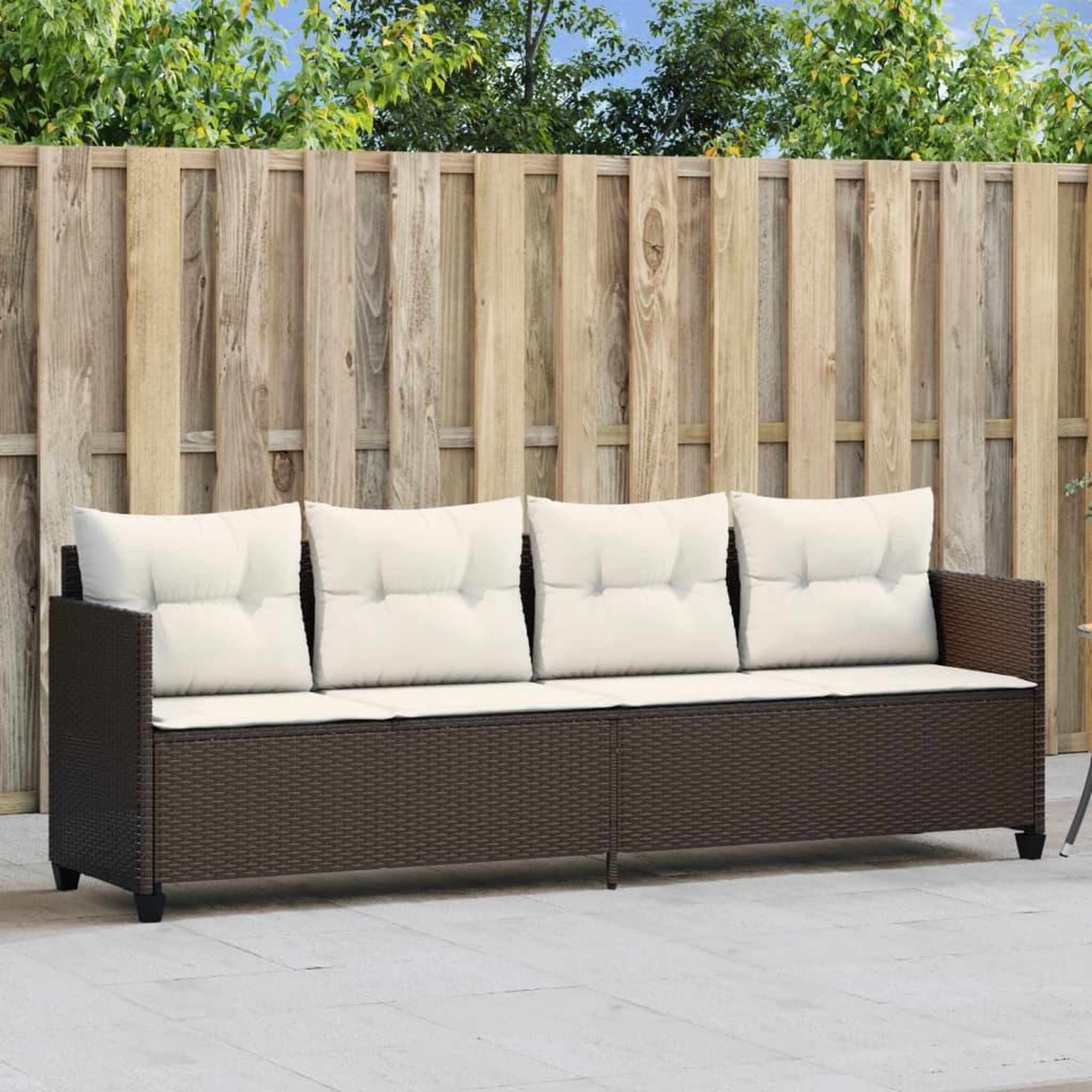 VIDAXL Chaise longue avec coussins marron resine tressee