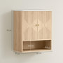 Voir la diapositive 3 : HOMCOM Armoire murale de salle de bain 2 portes étagère niche style bois naturel dim. 60 x 18 x 70 cm poignées métal doré