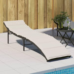 VIDAXL Chaise longue avec coussin noir 55x199x50 cm resine tressee