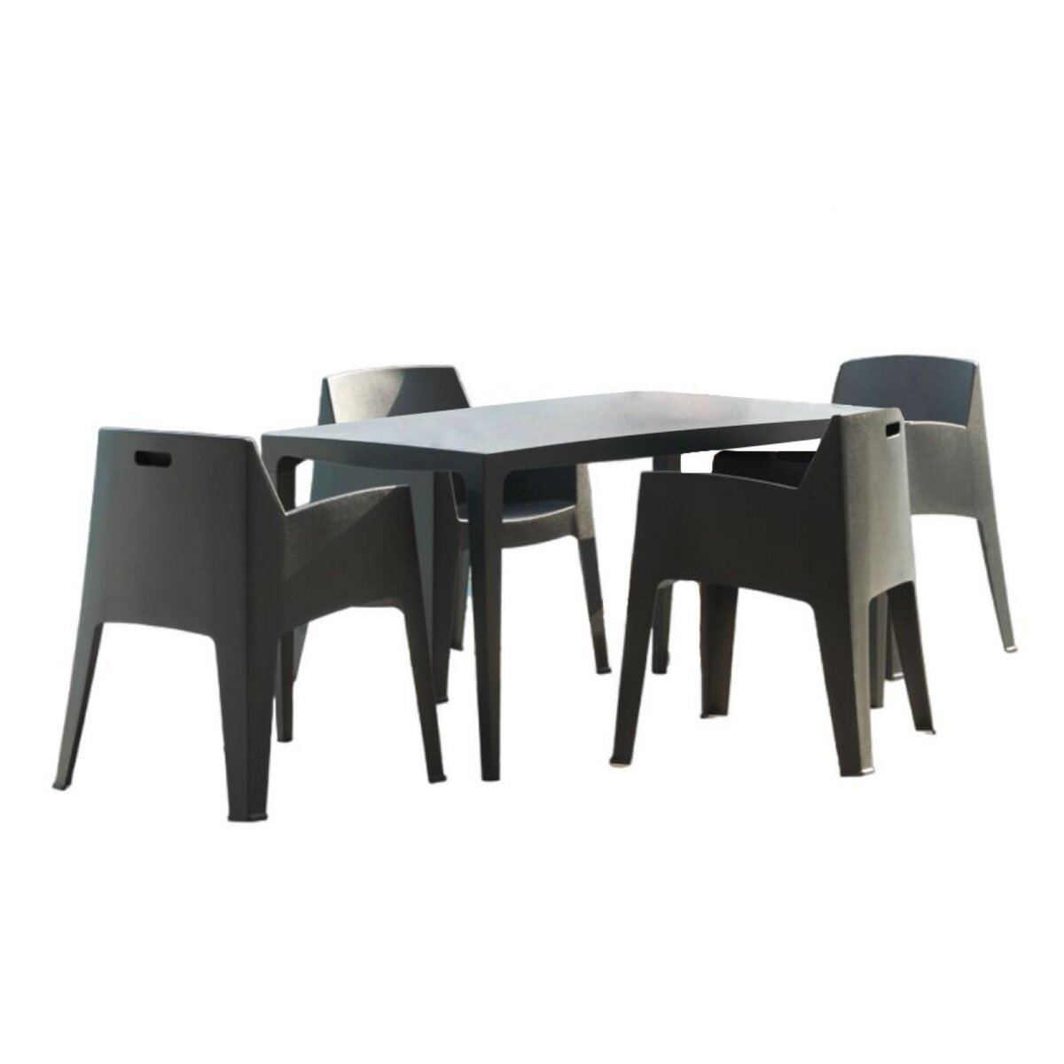 CONCEPT USINE Table MASTER 6 gris anthracite et 4 fauteuils MASTER