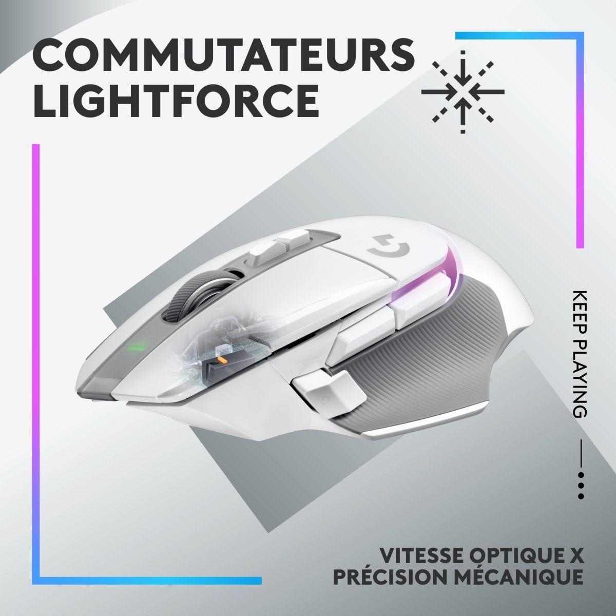 Logitech Souris Gamer Sans Fil G502X PLUS Lightspeed RVB Blanc