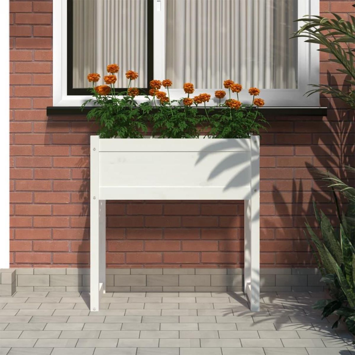 VIDAXL Jardiniere Blanc 78x40x81 cm Bois massif de pin