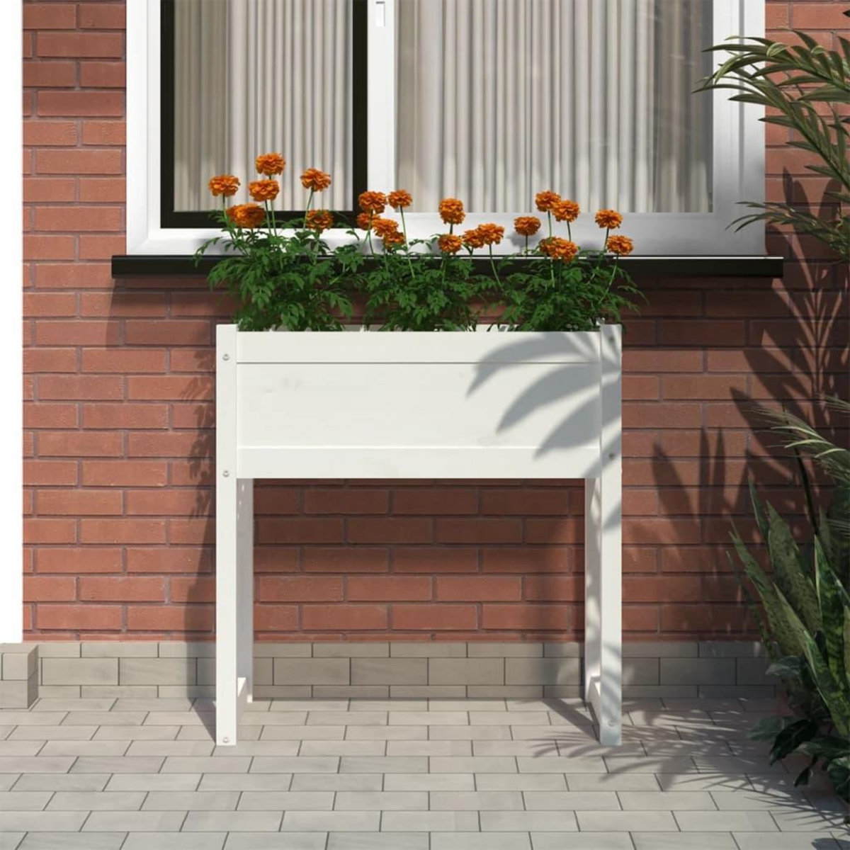 VIDAXL Jardiniere Blanc 78x40x81 cm Bois massif de pin