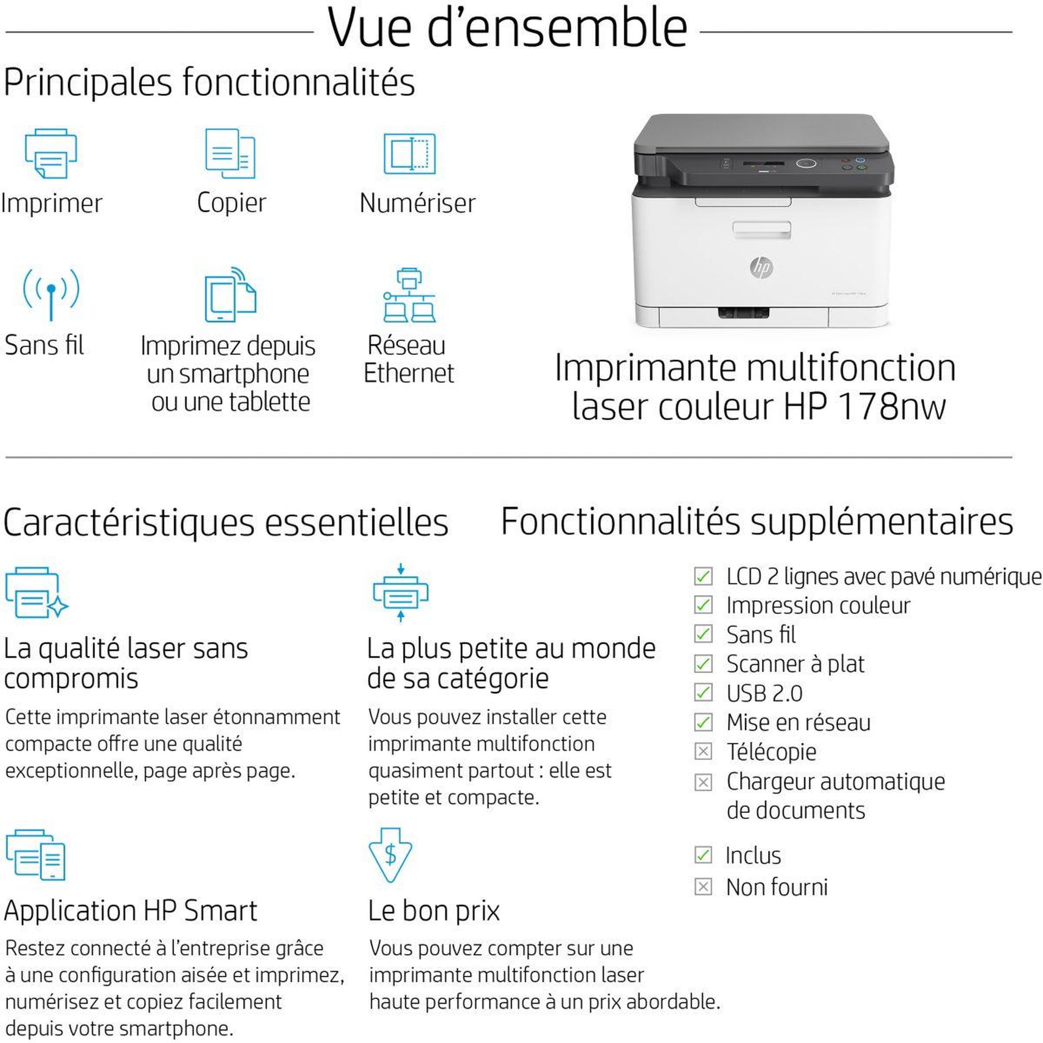 Voir la diapositive 4 : HP Imprimante multifonction Color LaserJet Pro 178nw
