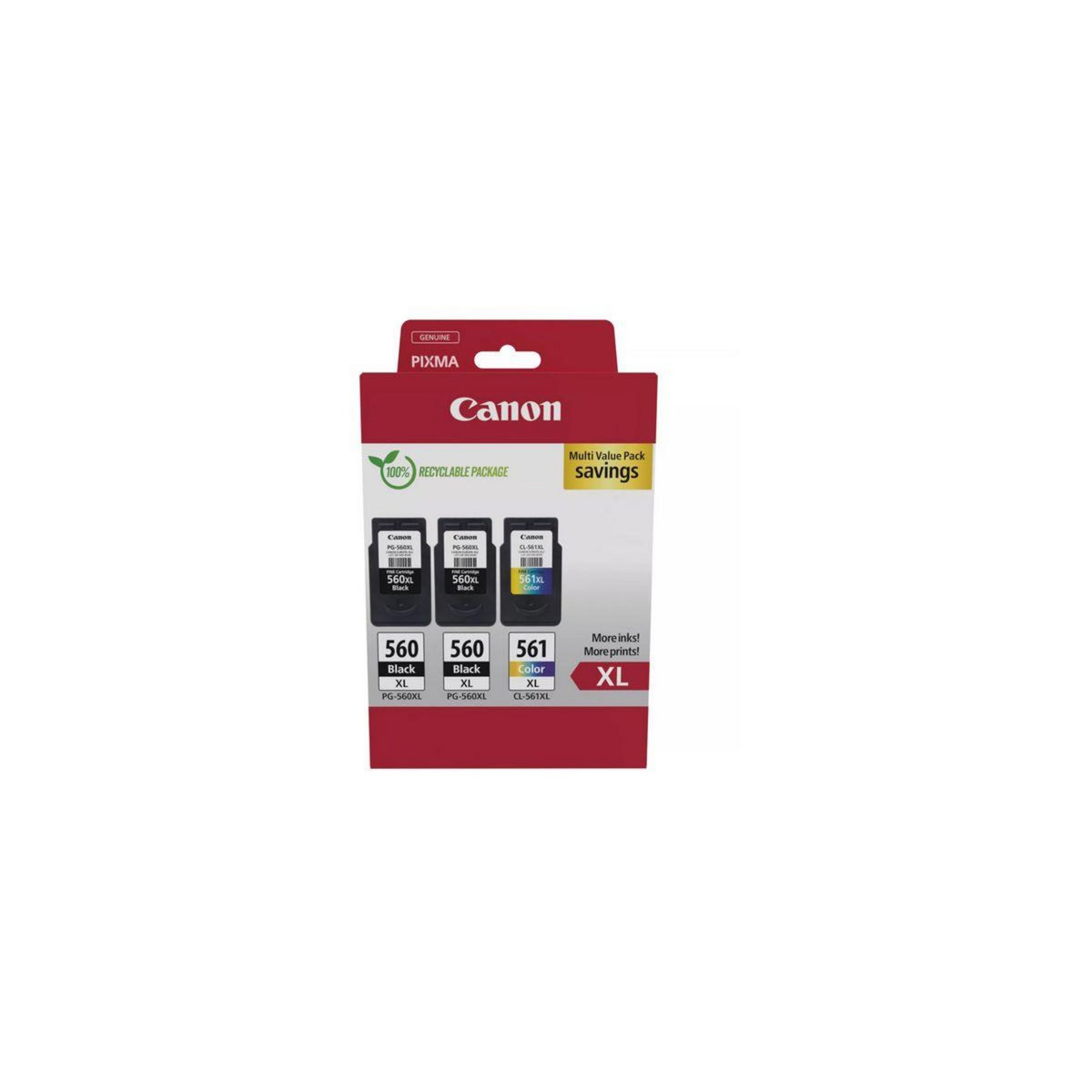 Canon Cartouche d'encre Pack de 3 Originales XL (2x PG-560 Noir + 1x CL-561 Couleur) - 3712C005