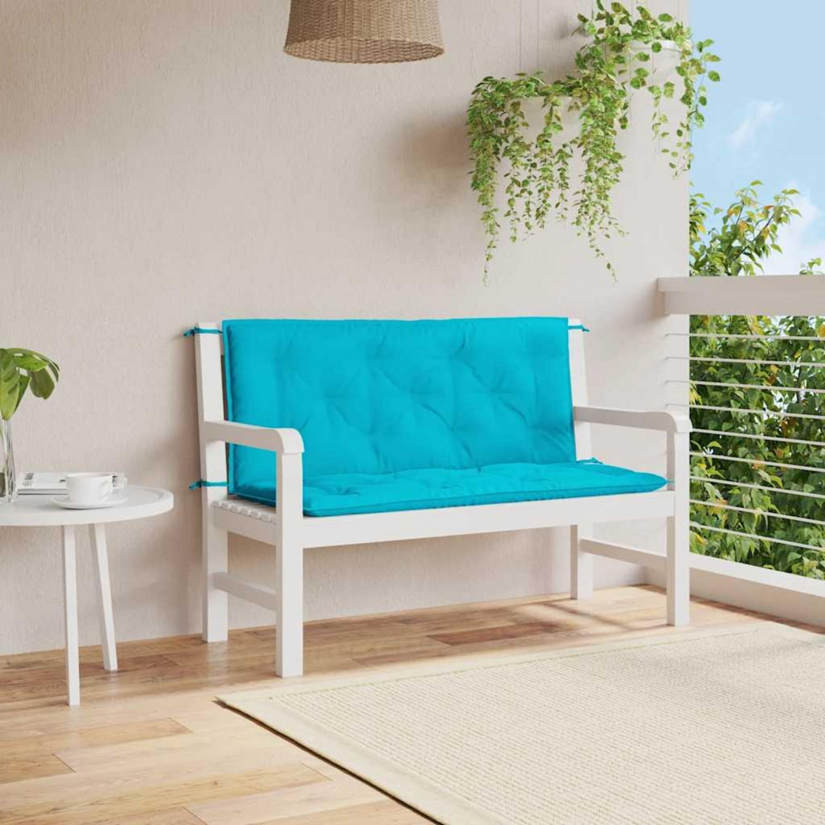 VIDAXL Coussins de banc de jardin lot de 2 turquoise 120x50x7 cm tissu