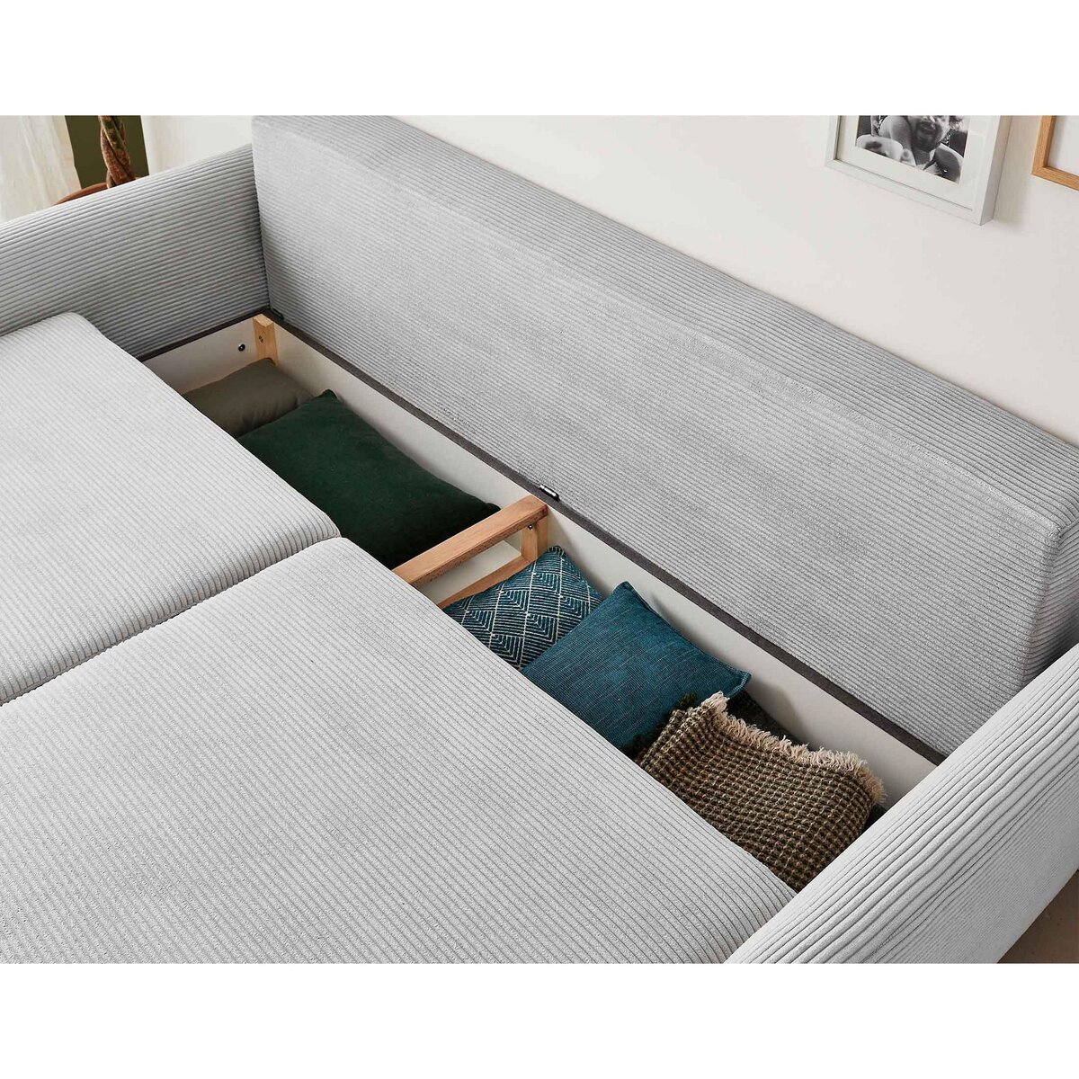 LISA DESIGN Dan - canapé 3 places - convertible avec coffre - en velours côtelé