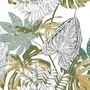 Voir la diapositive 3 : ATMOSPHERA Parure de lit avec imprimé Monstera 240x220cm - vert et ocre